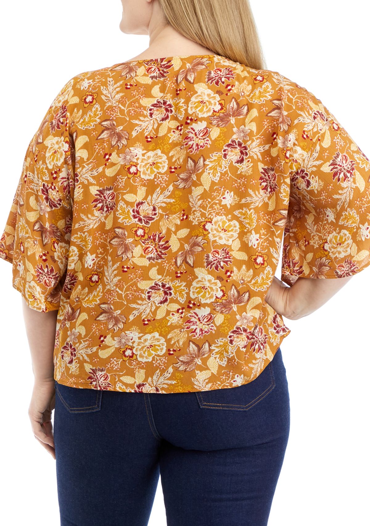 Plus Size Short Dolman Sleeve Tie Front Top