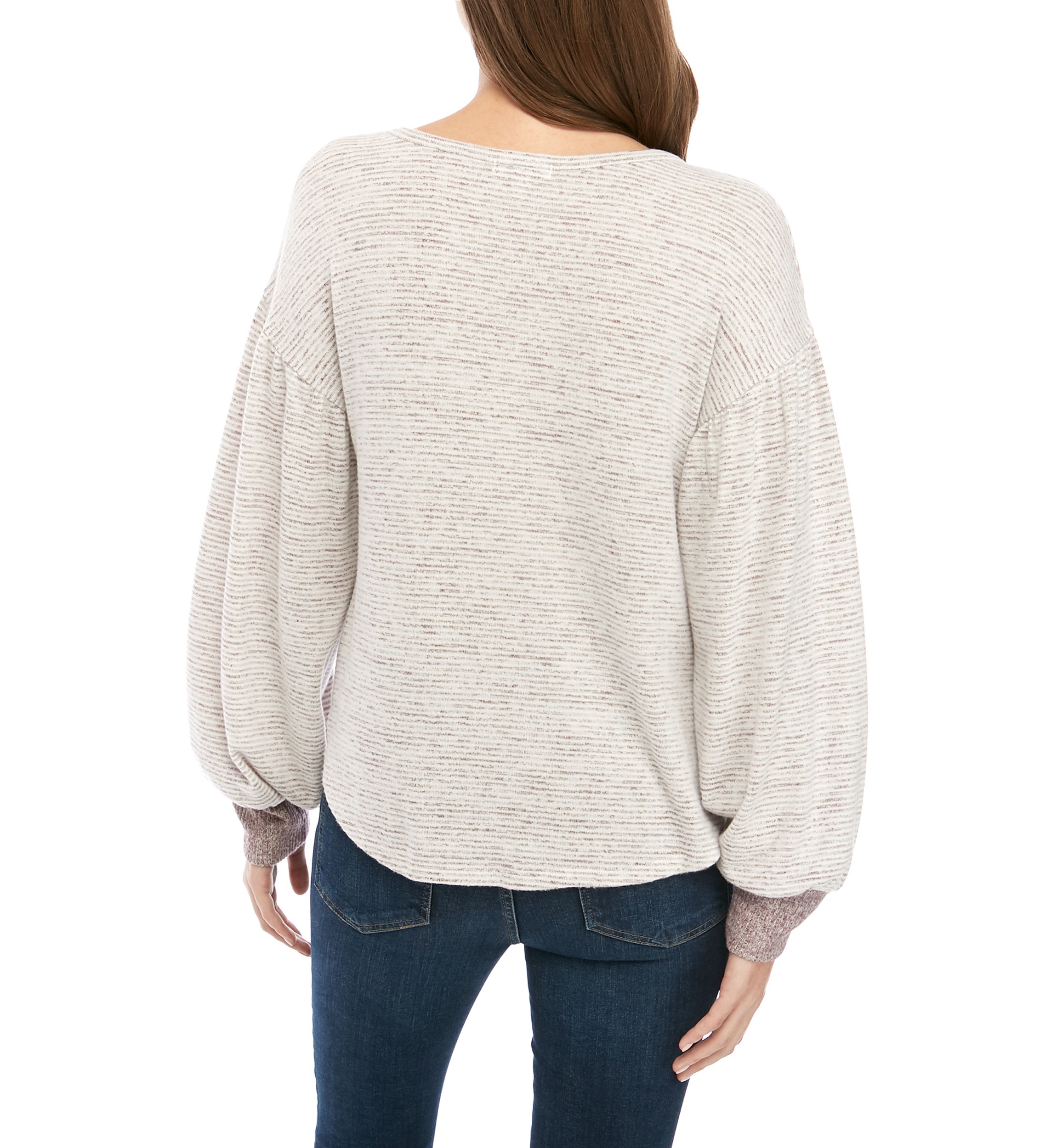 Juniors Long Sleeve Hacci Stripe Top