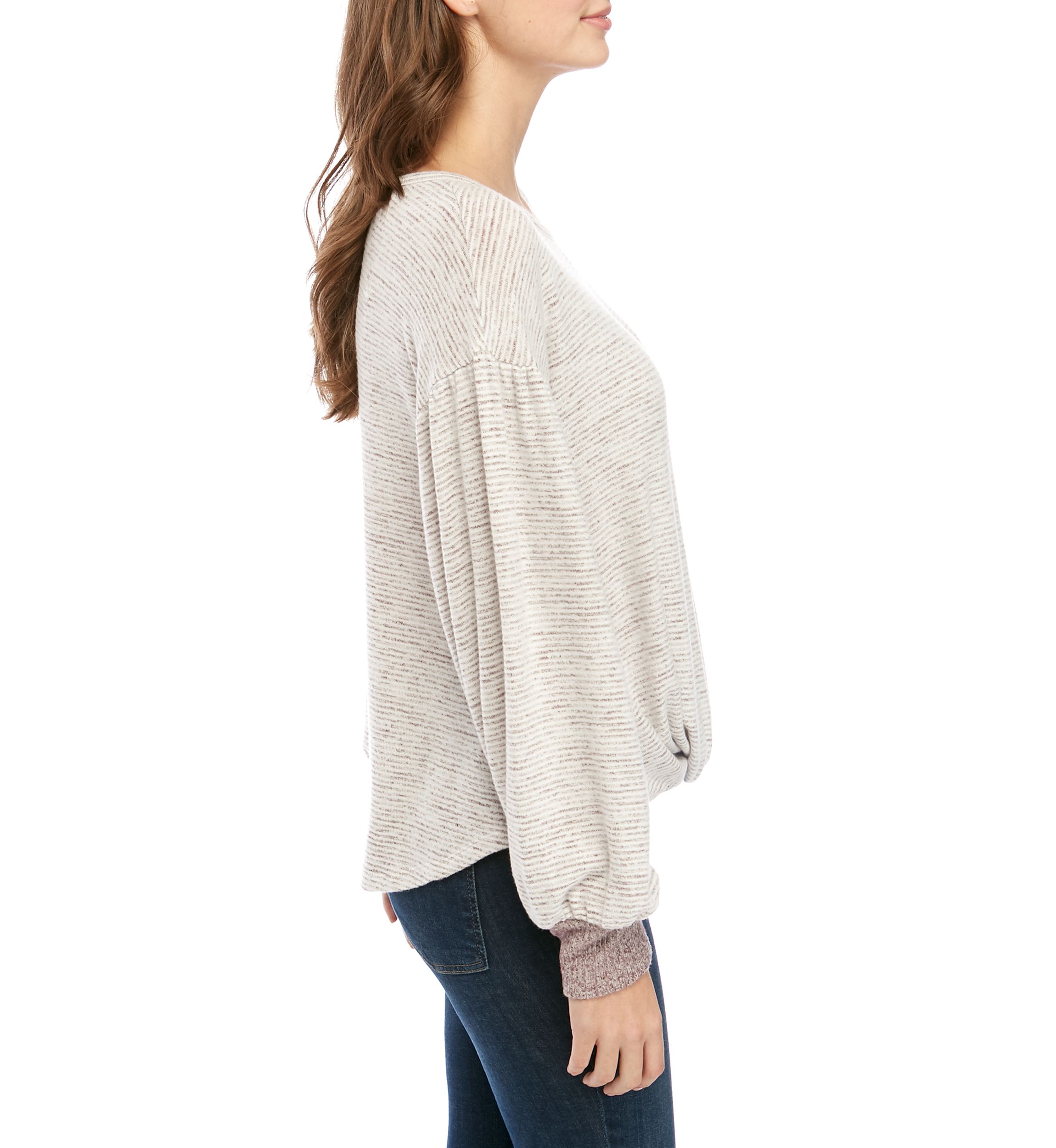 Juniors Long Sleeve Hacci Stripe Top