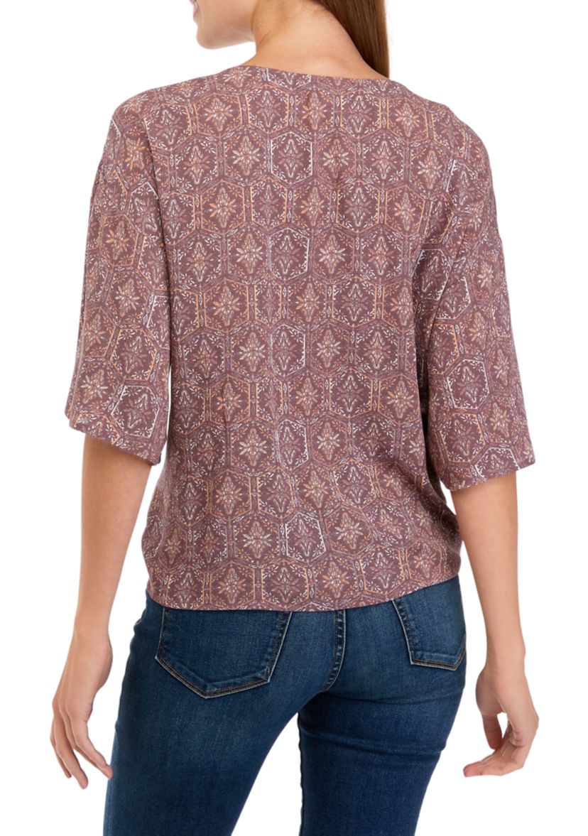 Juniors Dolman Tie Front Top