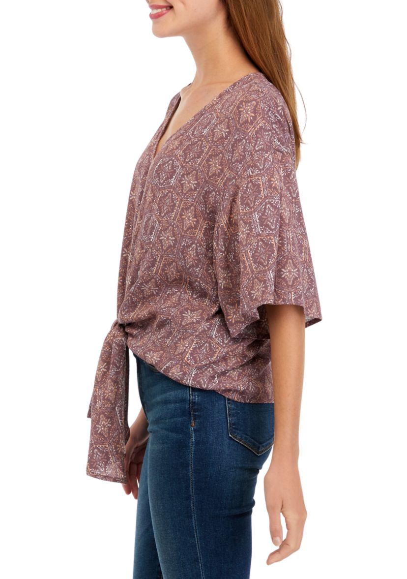 Juniors Dolman Tie Front Top