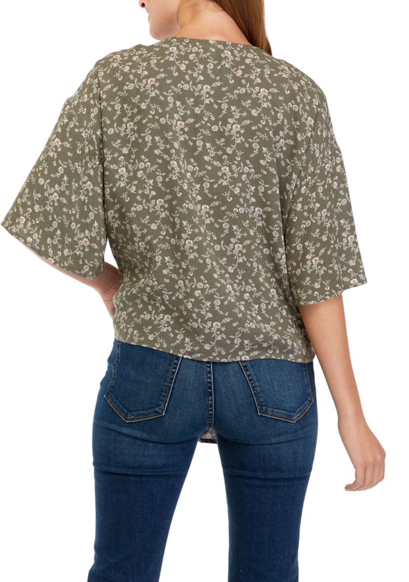 Juniors Dolman Tie Front Top