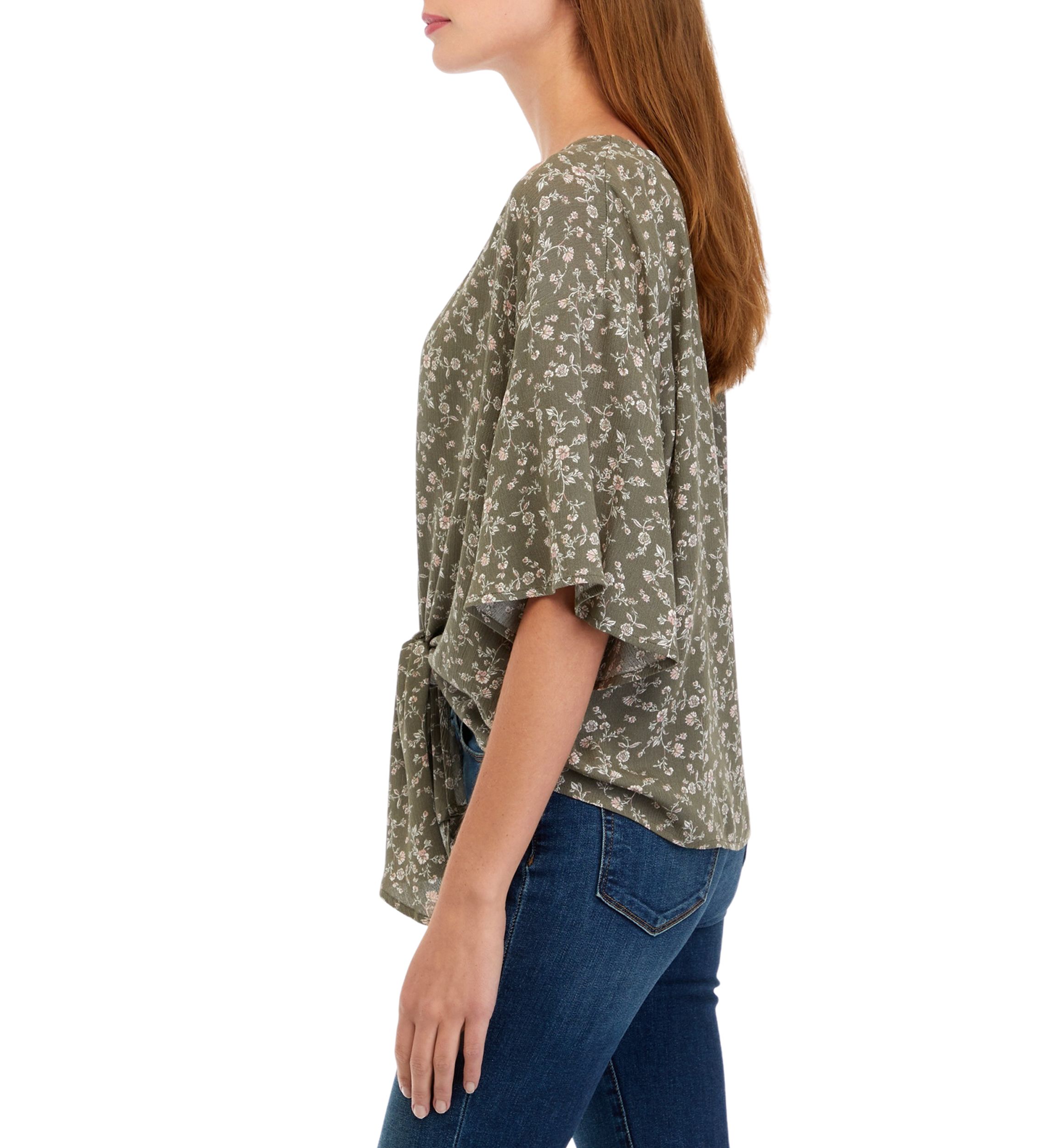 Juniors Dolman Tie Front Top