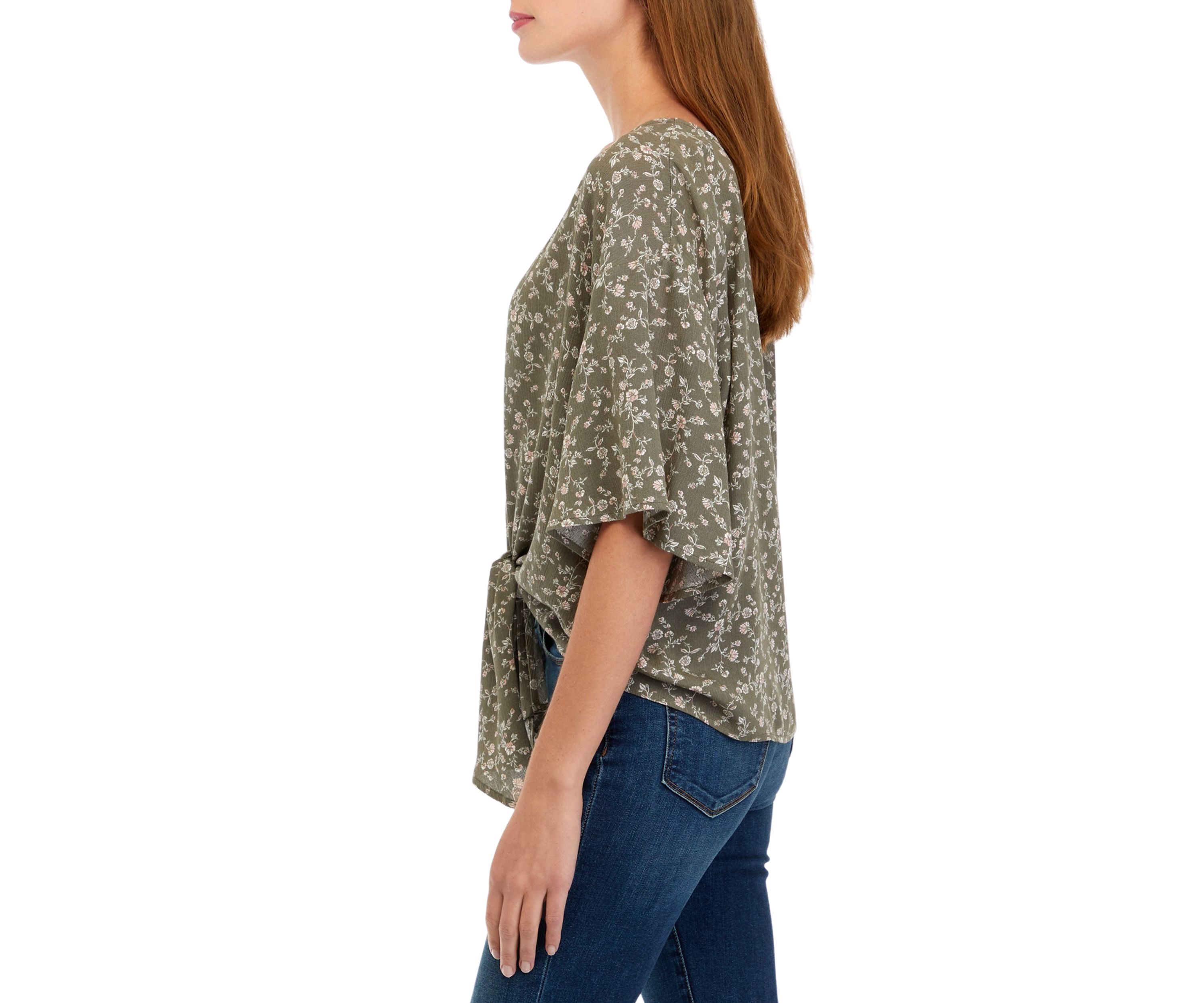 Juniors Dolman Tie Front Top