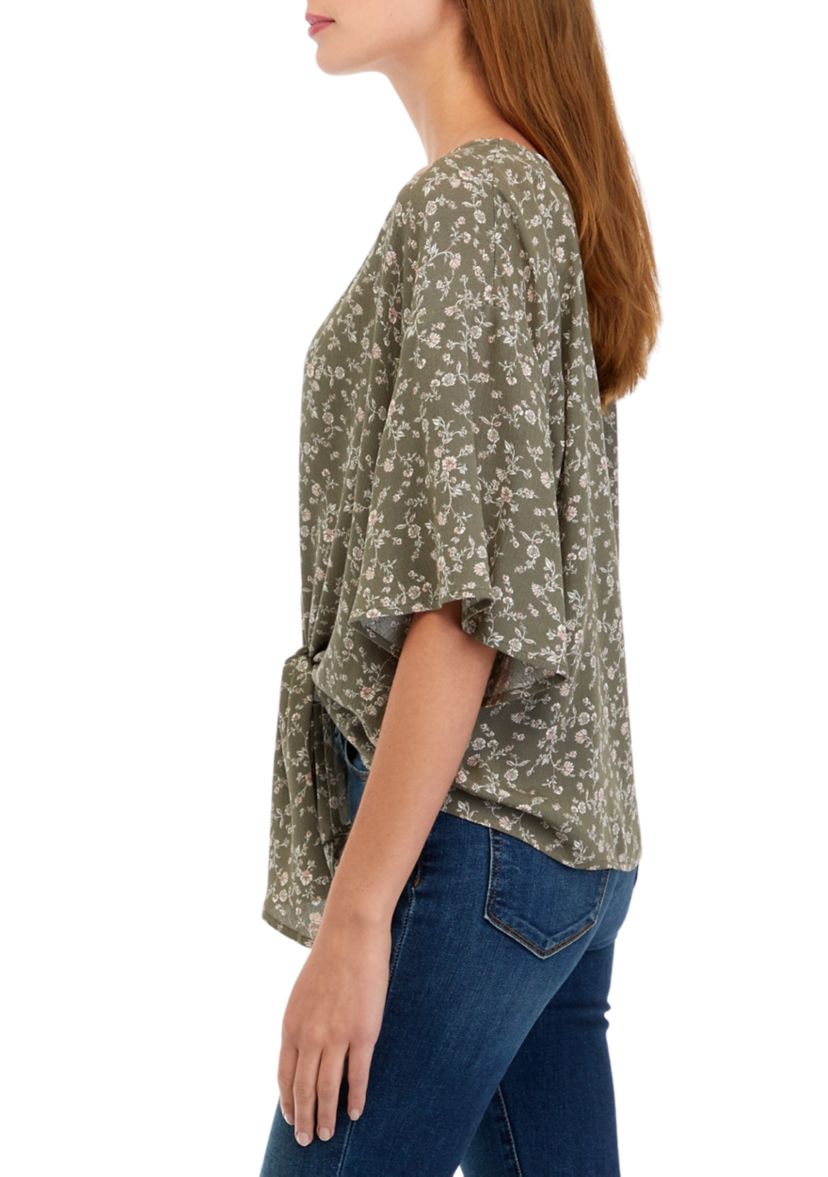 Juniors Dolman Tie Front Top