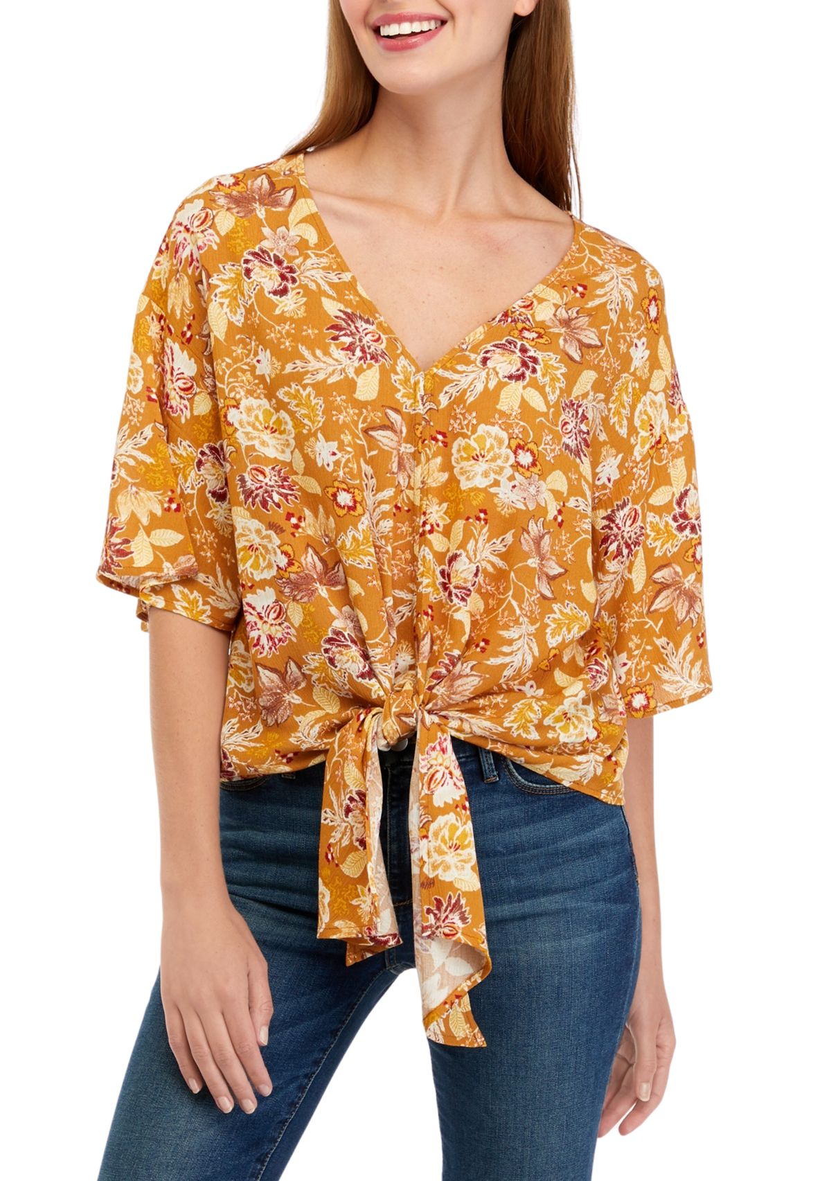 Juniors Dolman Tie Front Top
