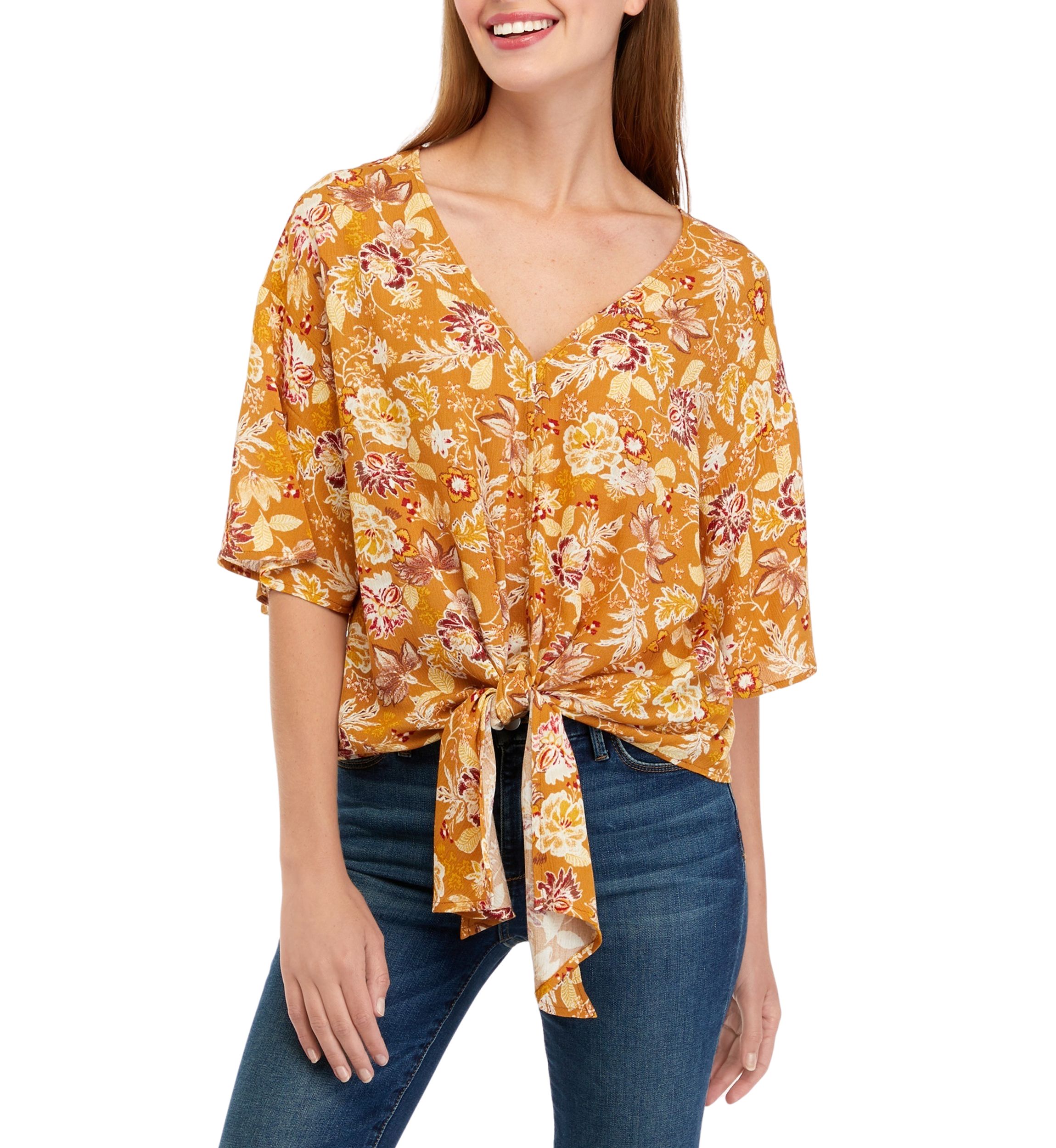 Juniors Dolman Tie Front Top
