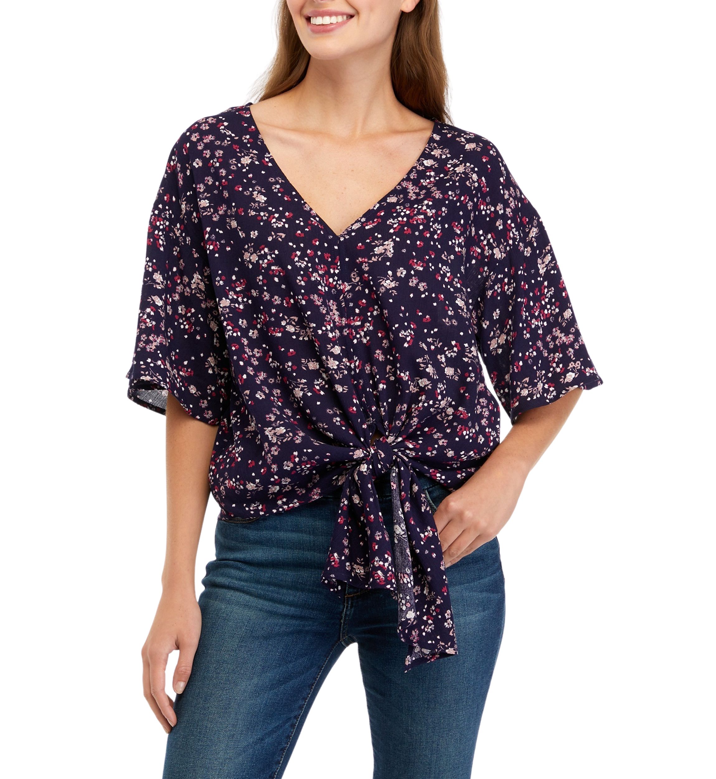 Juniors Dolman Tie Front Top