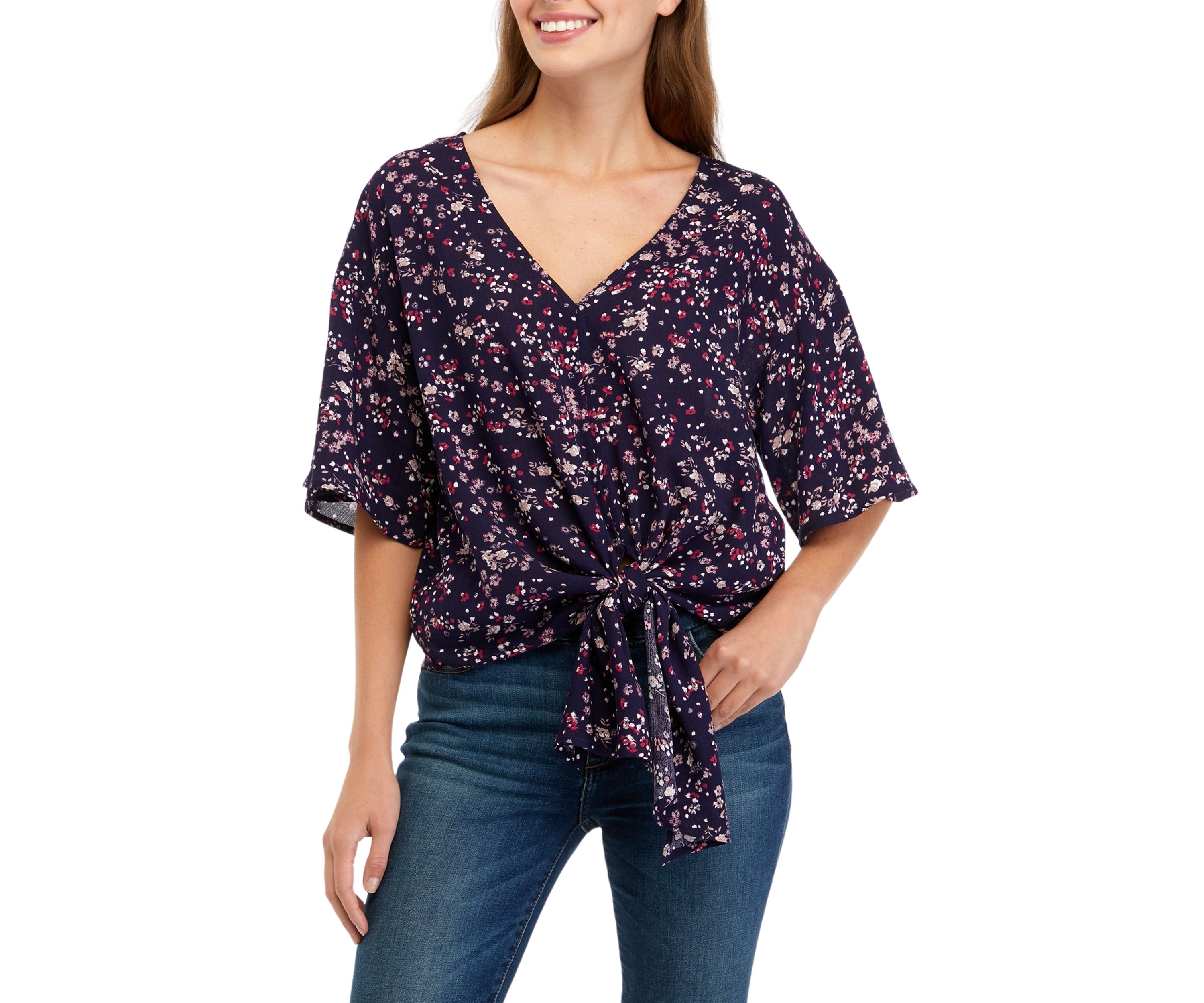 Juniors Dolman Tie Front Top