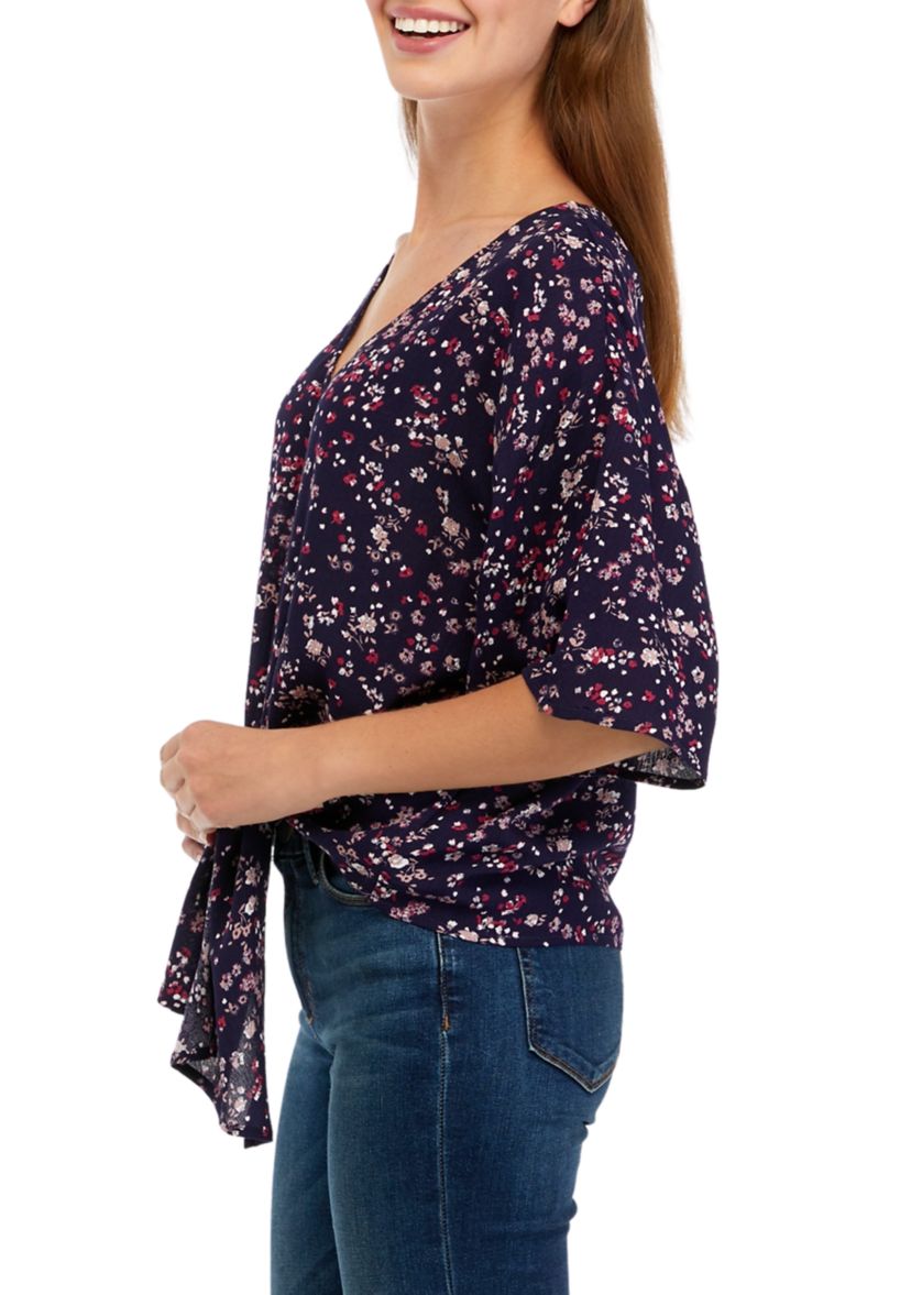 Juniors Dolman Tie Front Top