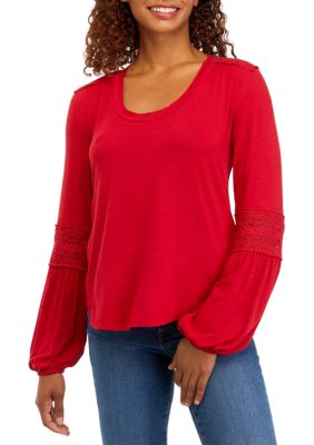  Derek Heart Girls' Dolman Top with Lace Front Yoke