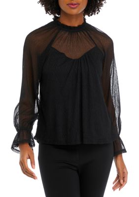  Derek Heart Girls' Dolman Top with Lace Front Yoke