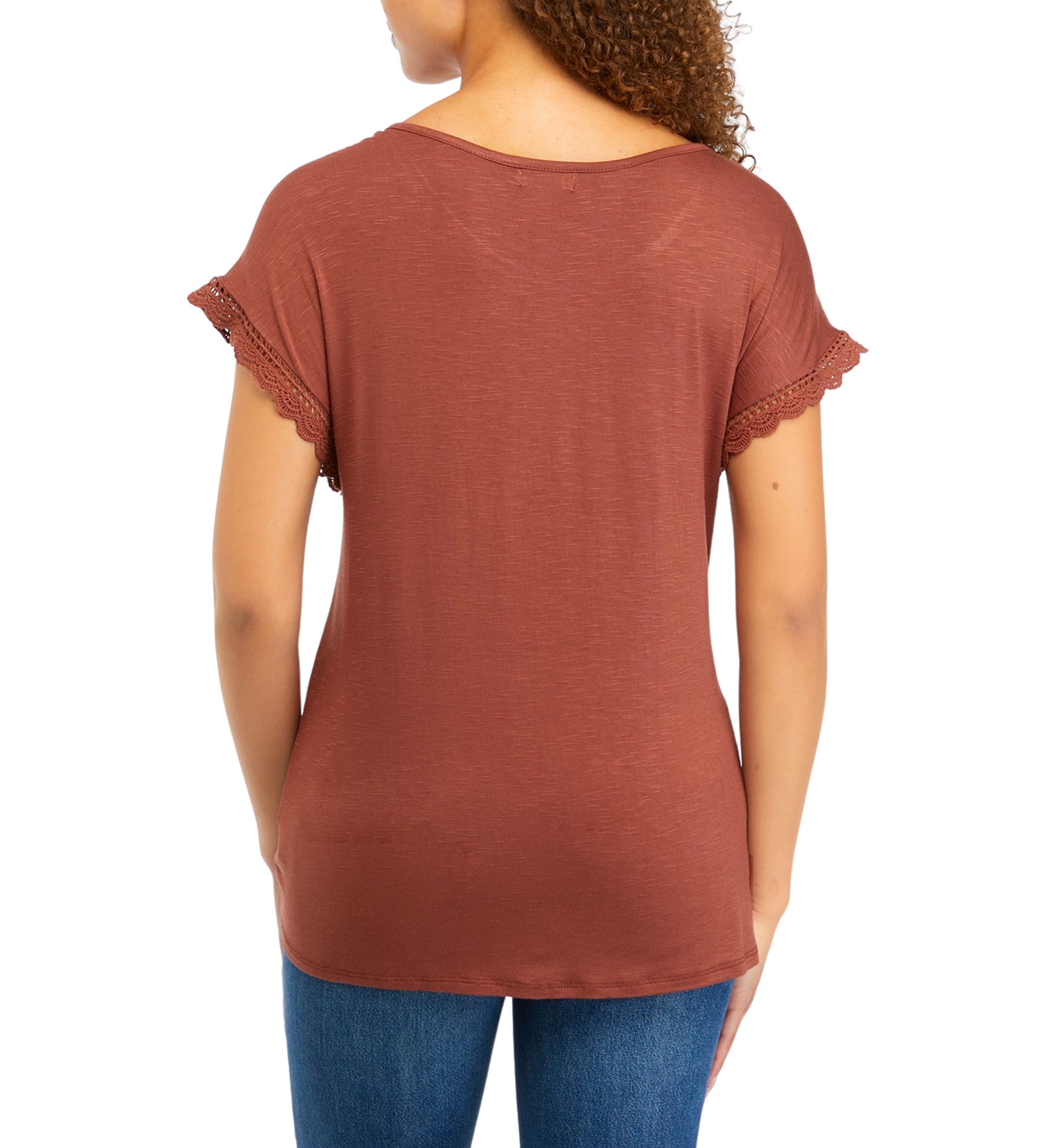 Juniors Cap Sleeve Crochet Tie Front Top