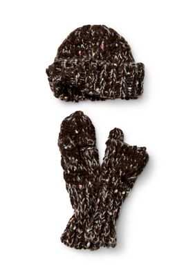 Free People Women's Speckled Hat and Mittens Set
