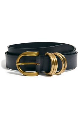 Free People Women's Rori Leather Belt, Black, XS-S