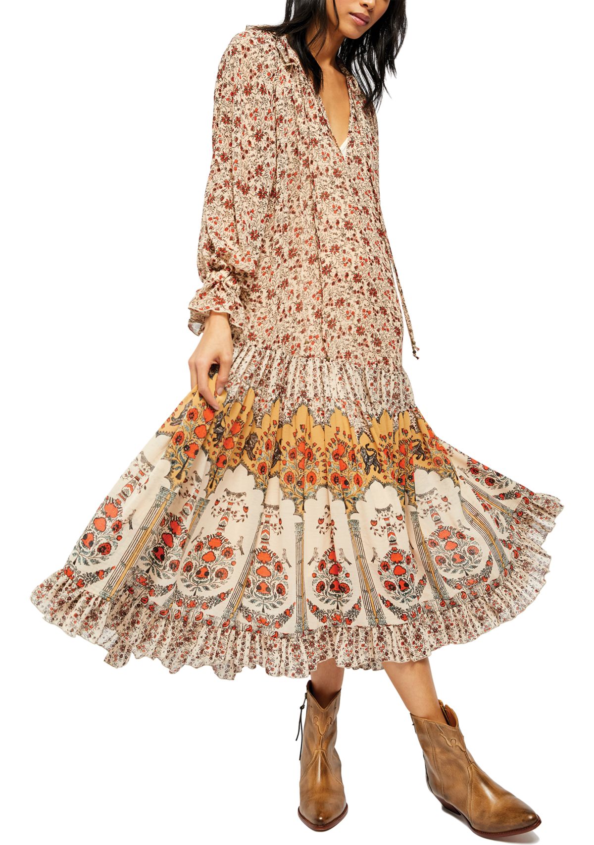 Feeling Groovy Border Print Maxi Dress