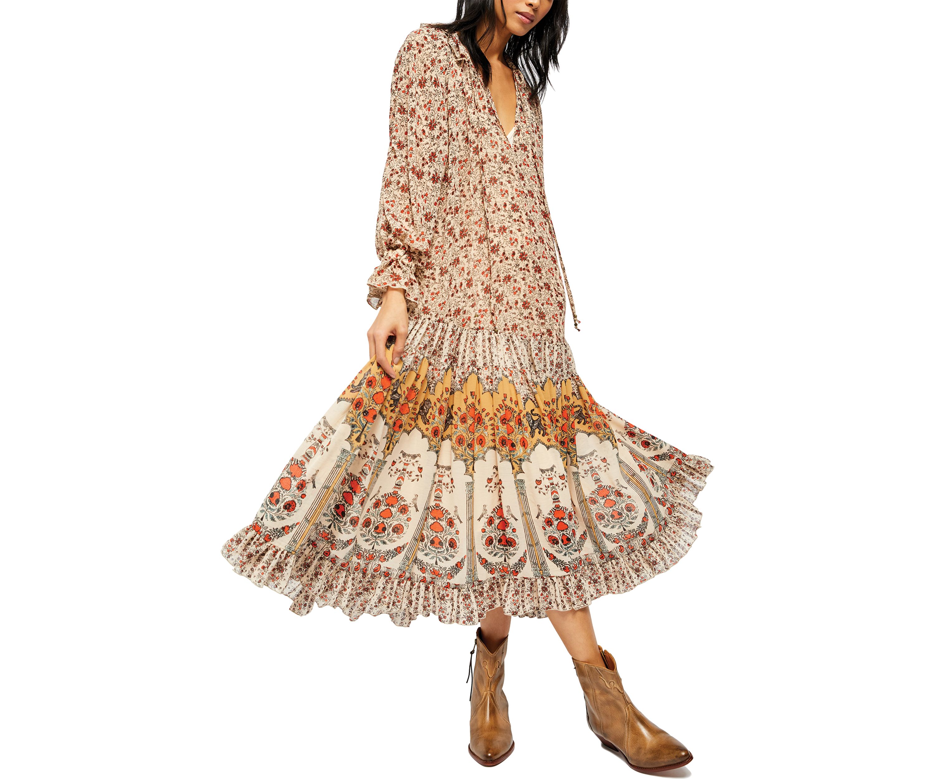 Feeling Groovy Border Print Maxi Dress