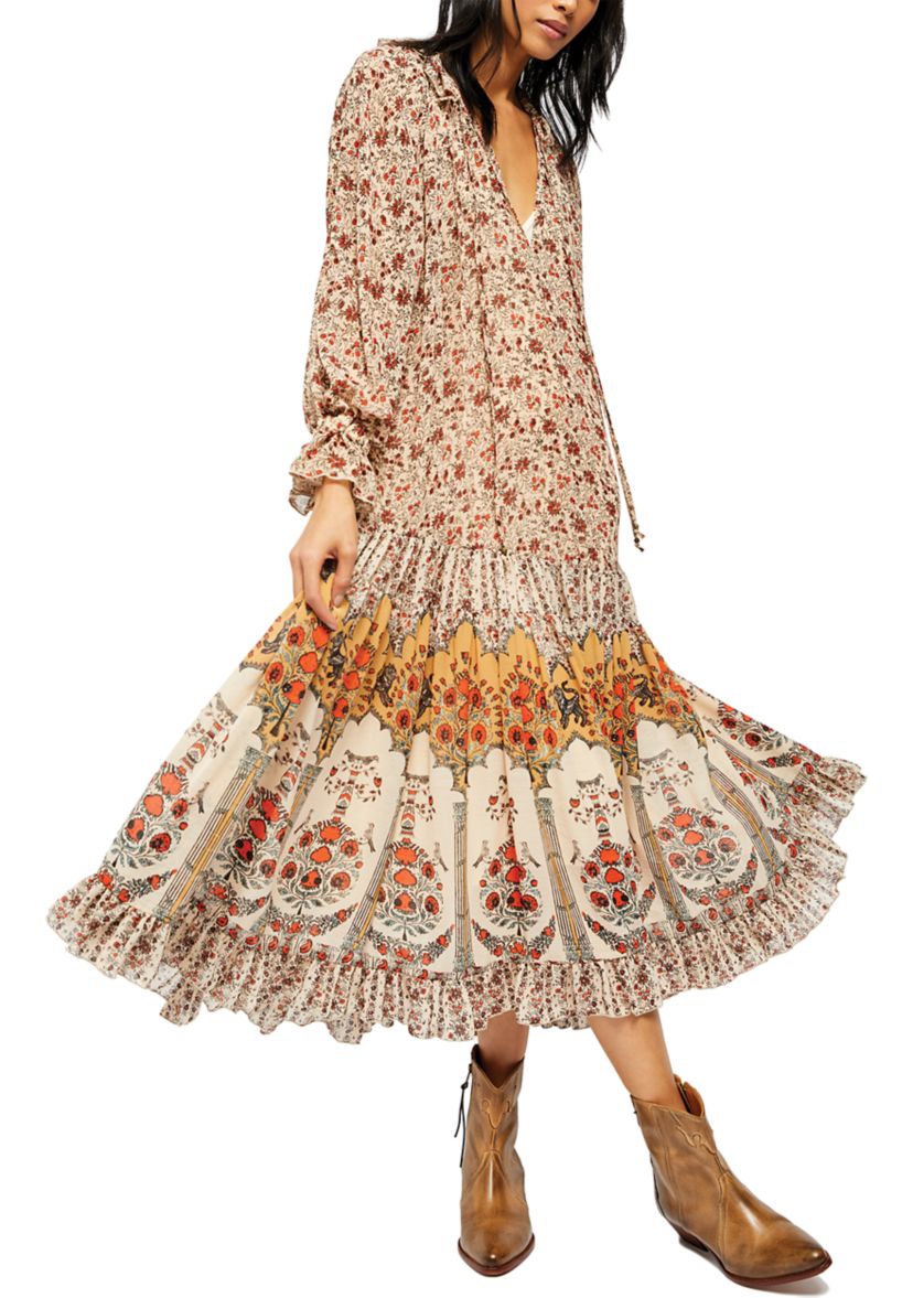Feeling Groovy Border Print Maxi Dress