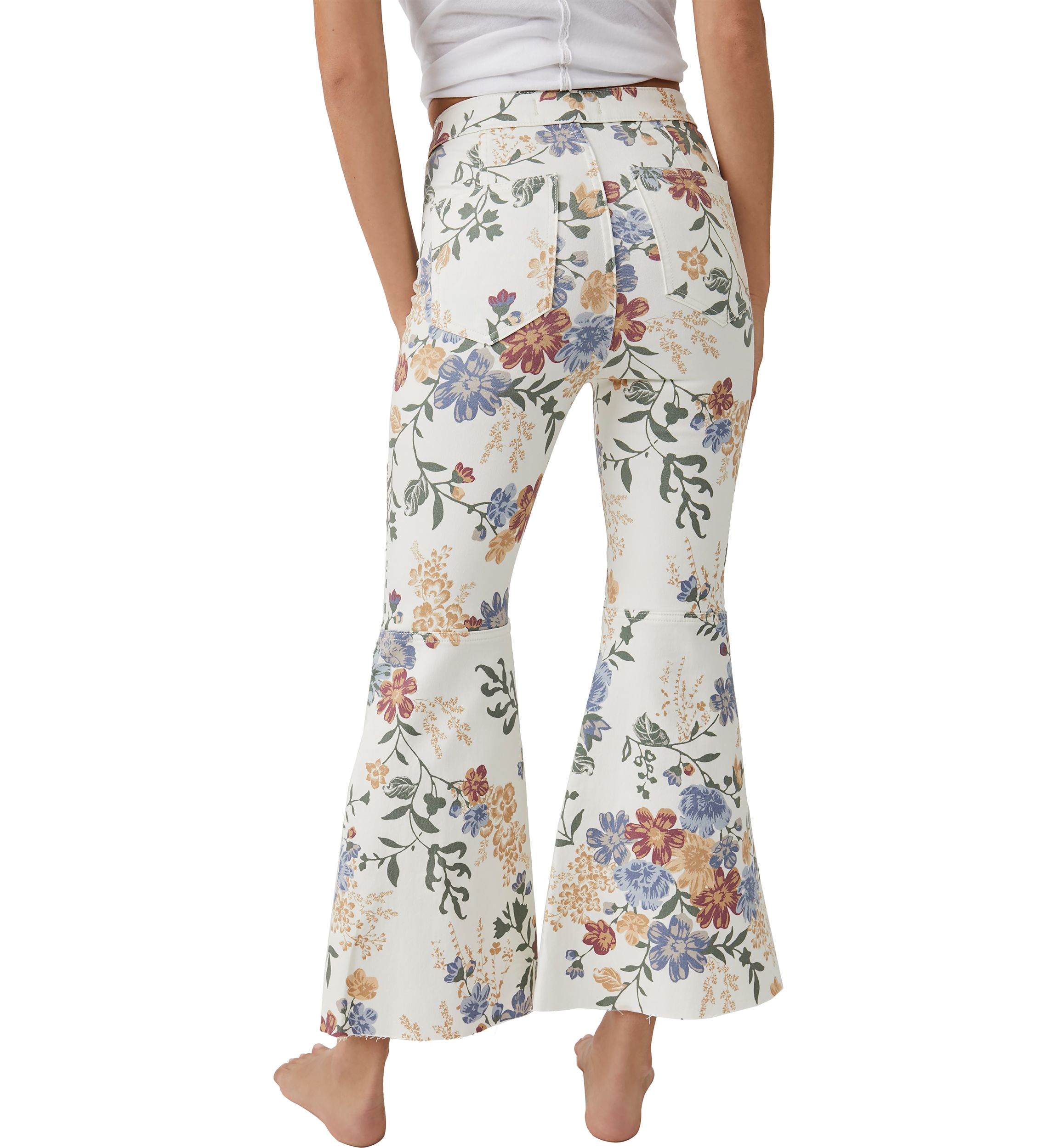 Printed Cropped Flare Jeans