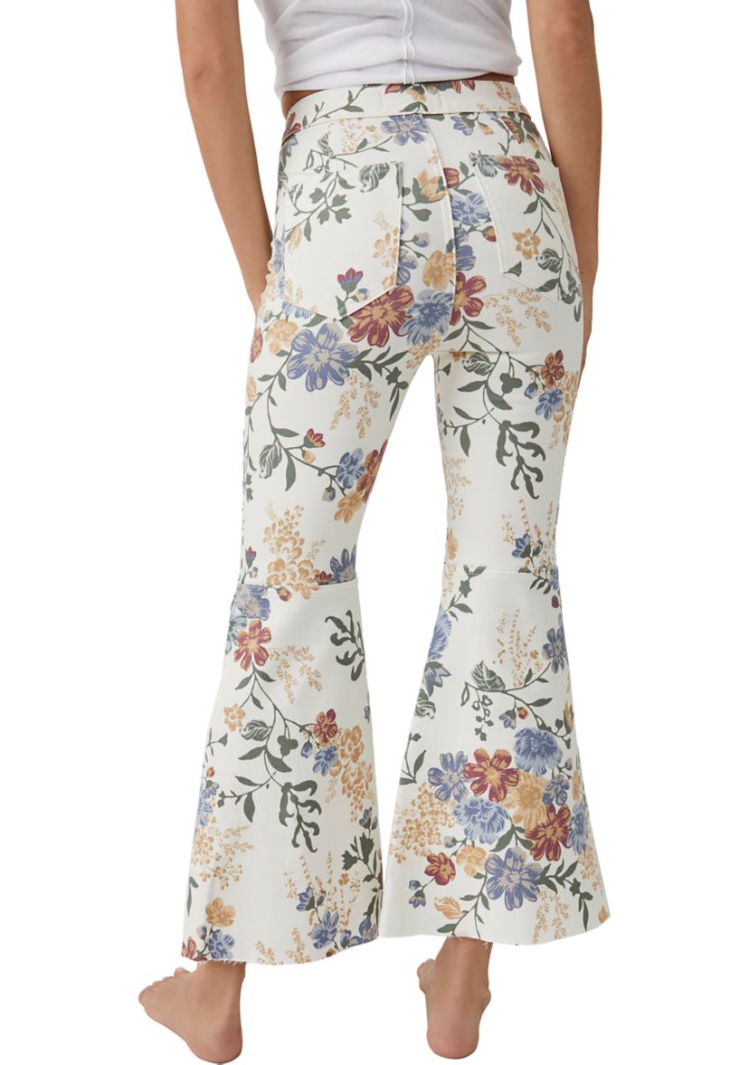 Printed Cropped Flare Jeans