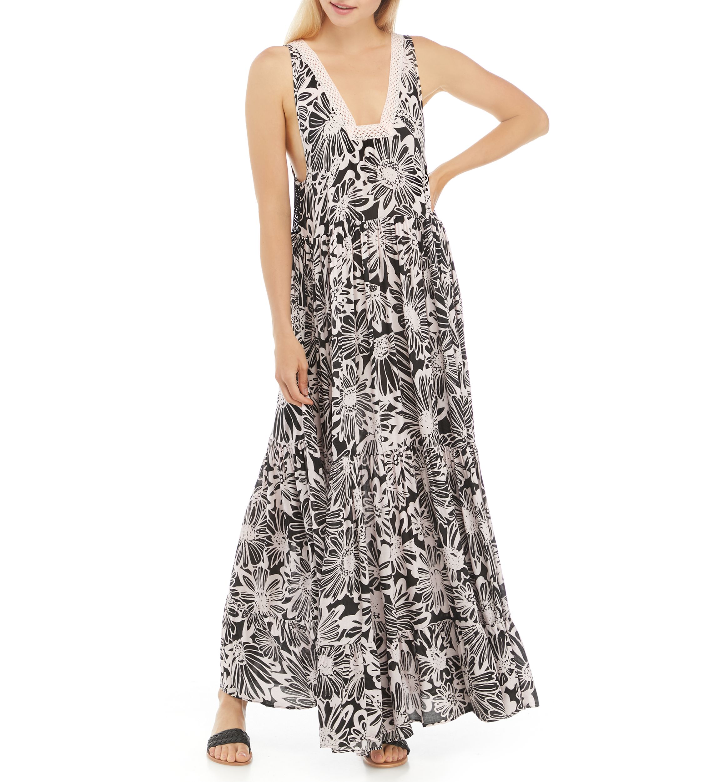 Sleeveless Floral Tiered Maxi Dress 