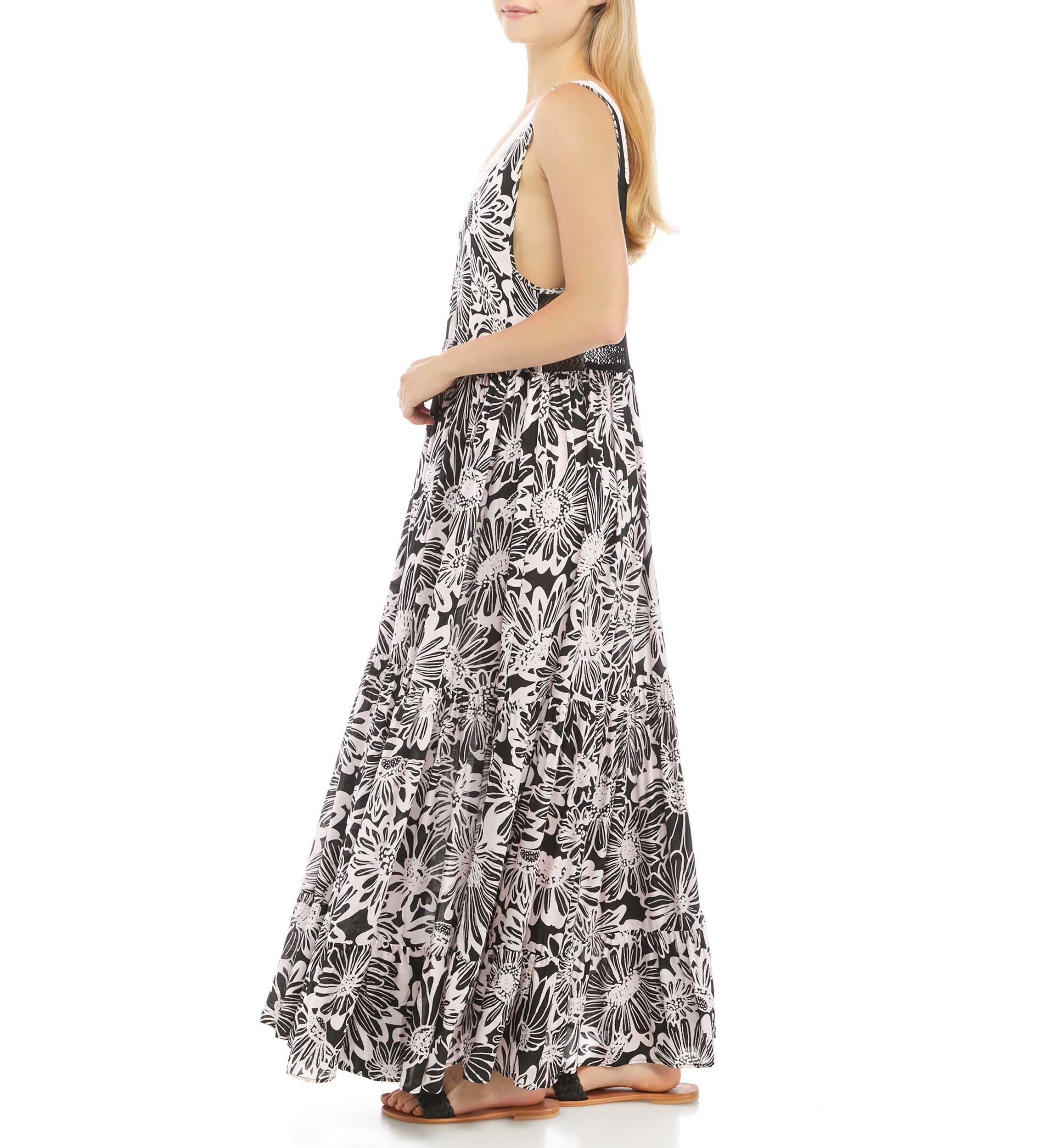 Sleeveless Floral Tiered Maxi Dress 