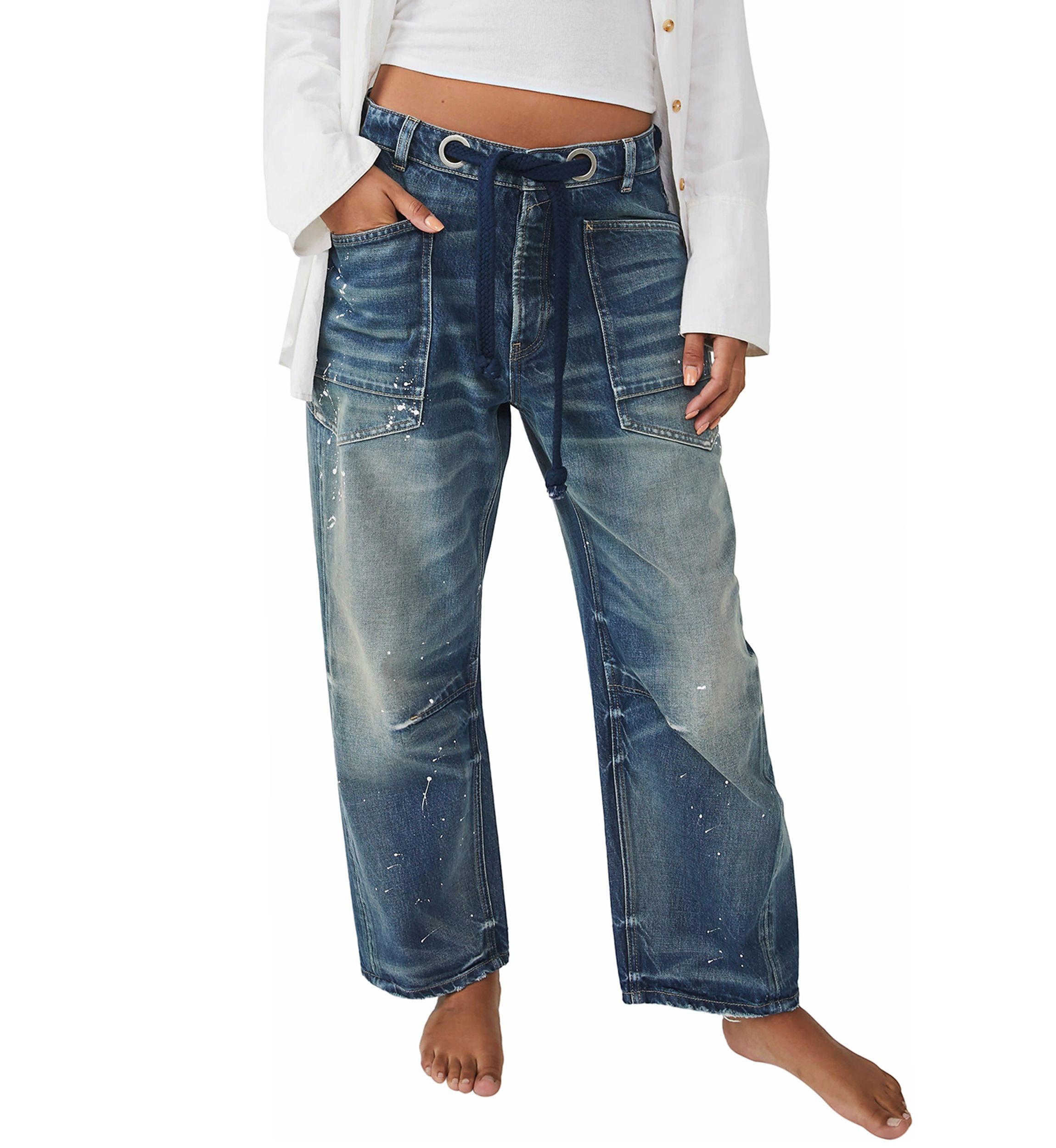 We The Free Moxie Low Slung Pull On Barrel Jeans