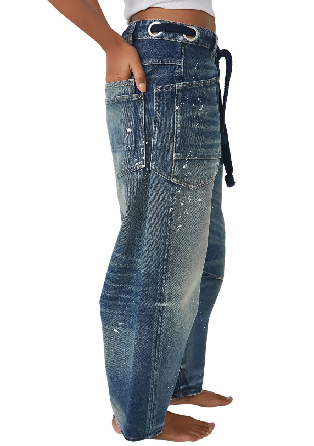 We The Free Moxie Low Slung Pull On Barrel Jeans