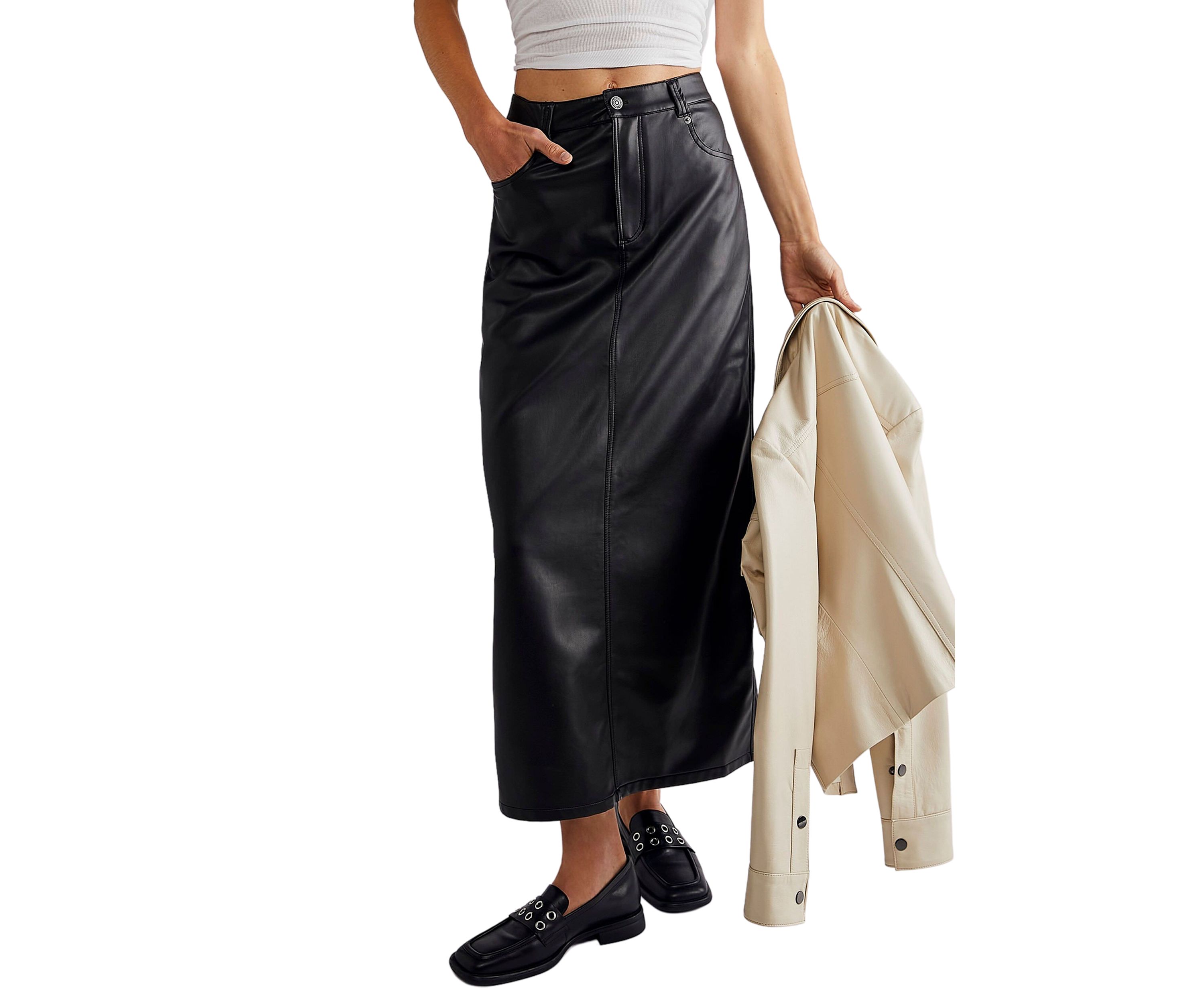 Free People
 City Slicker Vegan Leather Maxi Skirt main image 0
