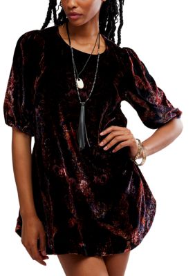 Free People Women's Maye Printed Velvet Tunic, Black, XS