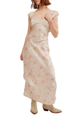 high neck maxi dress floral High Neck Floral Maxi Dress Small / Peach Multi