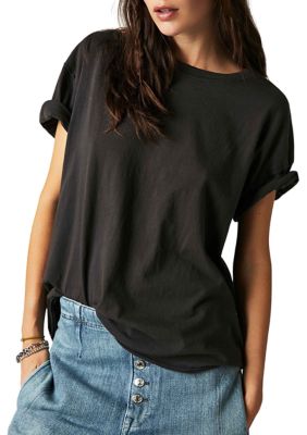 Free People Women's Nina T-Shirt, Black, Large