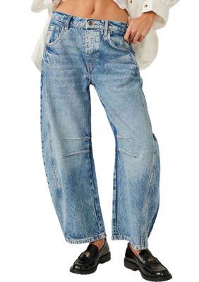 We The Free, Jeans, Free People Maggie Straight Leg Mid Rise Distressed  Denim Jeans Paradise Blue