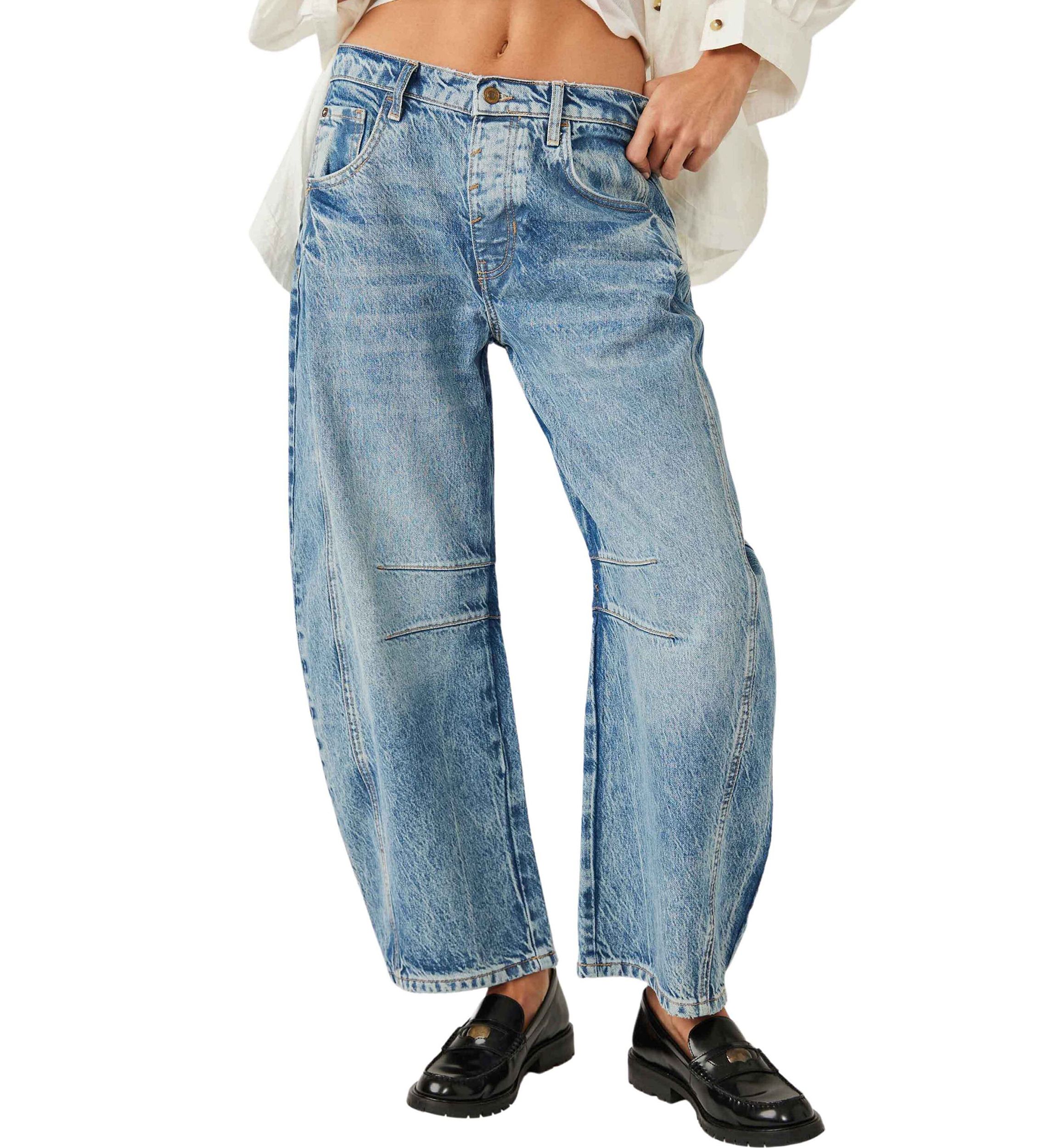 We The Free Good Luck Mid-Rise Barrel Jeans  