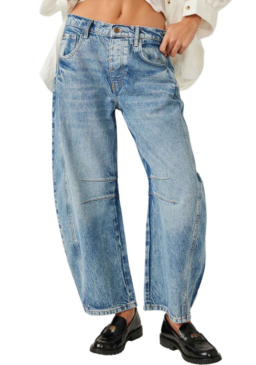 We The Free Good Luck Mid-Rise Barrel Jeans  