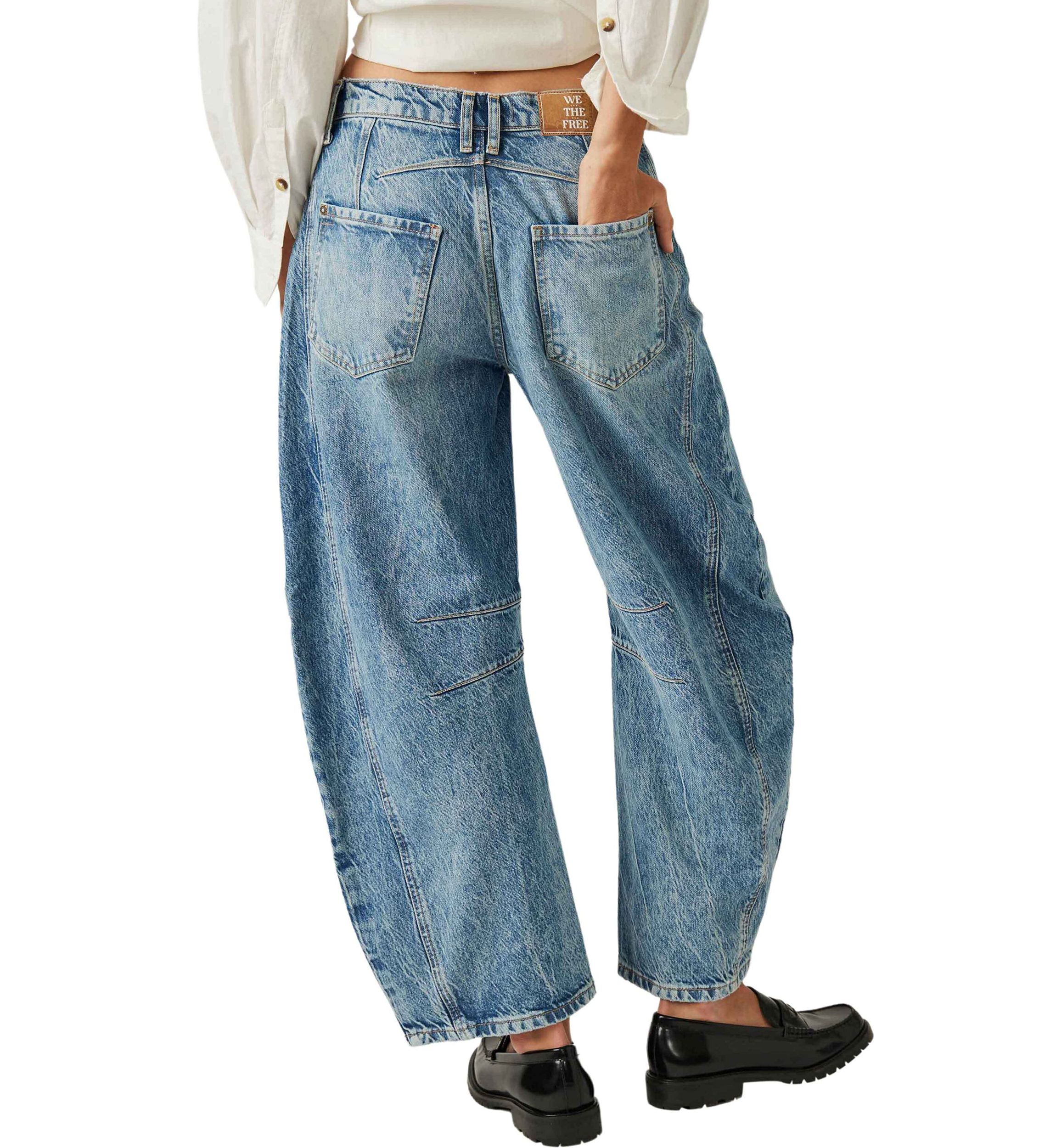 We The Free Good Luck Mid-Rise Barrel Jeans  