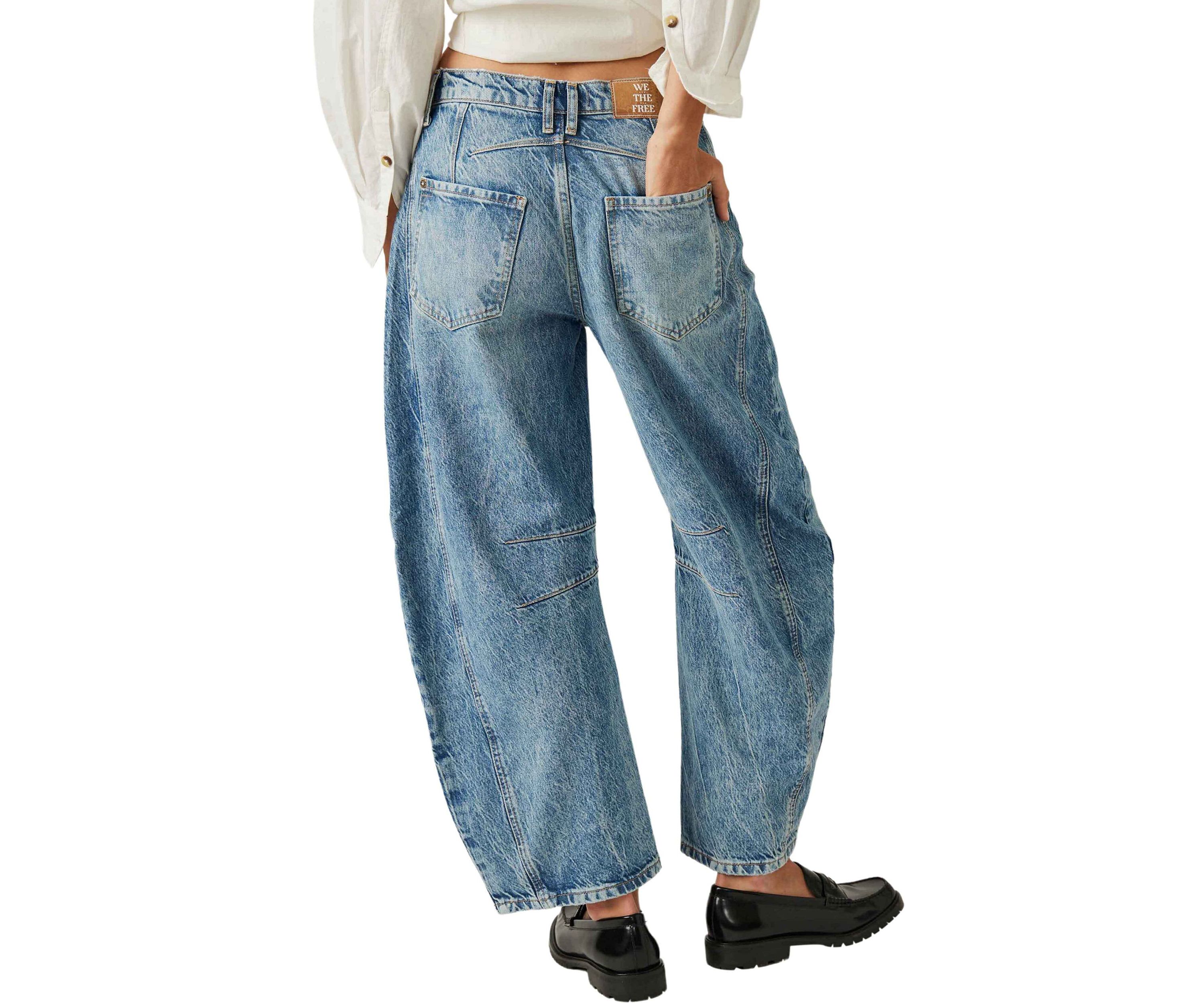 We The Free Good Luck Mid-Rise Barrel Jeans  