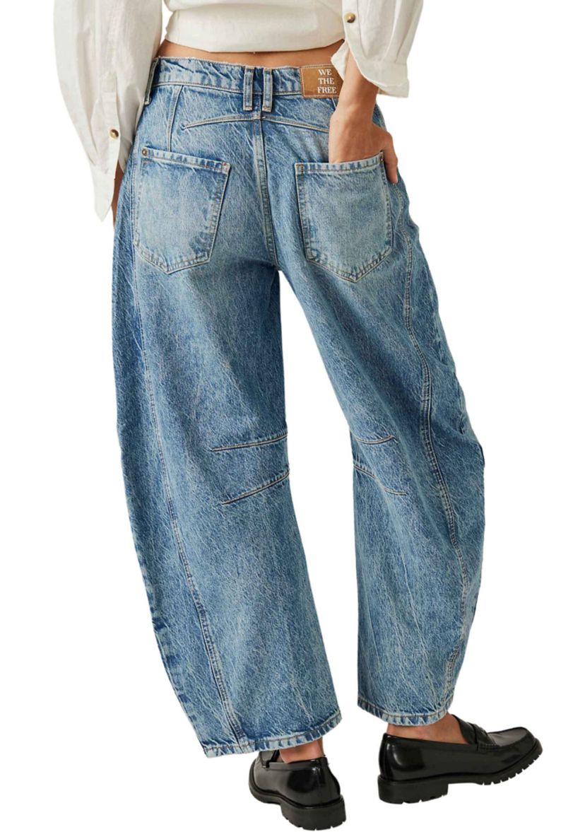 We The Free Good Luck Mid-Rise Barrel Jeans  