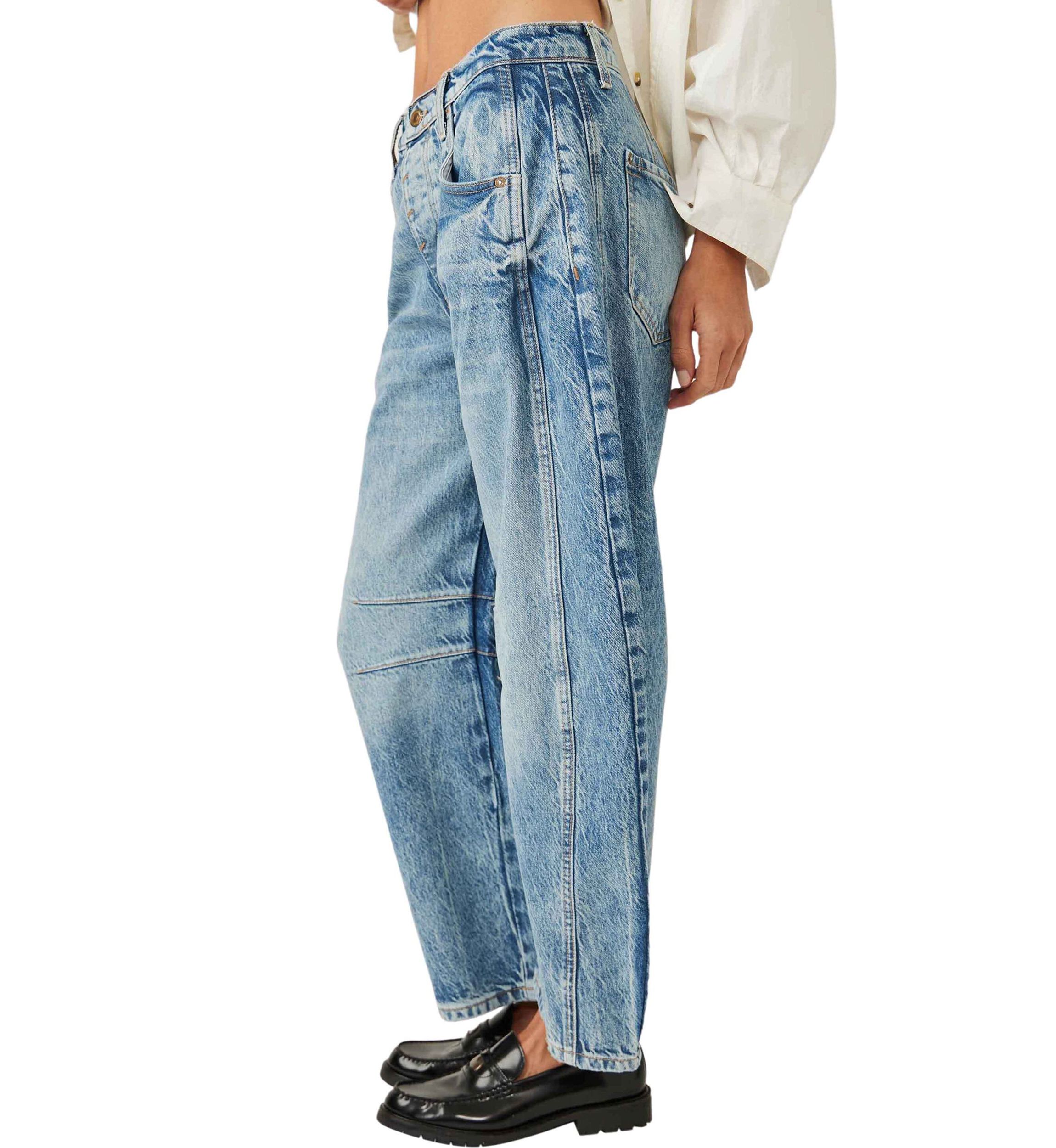 We The Free Good Luck Mid-Rise Barrel Jeans  