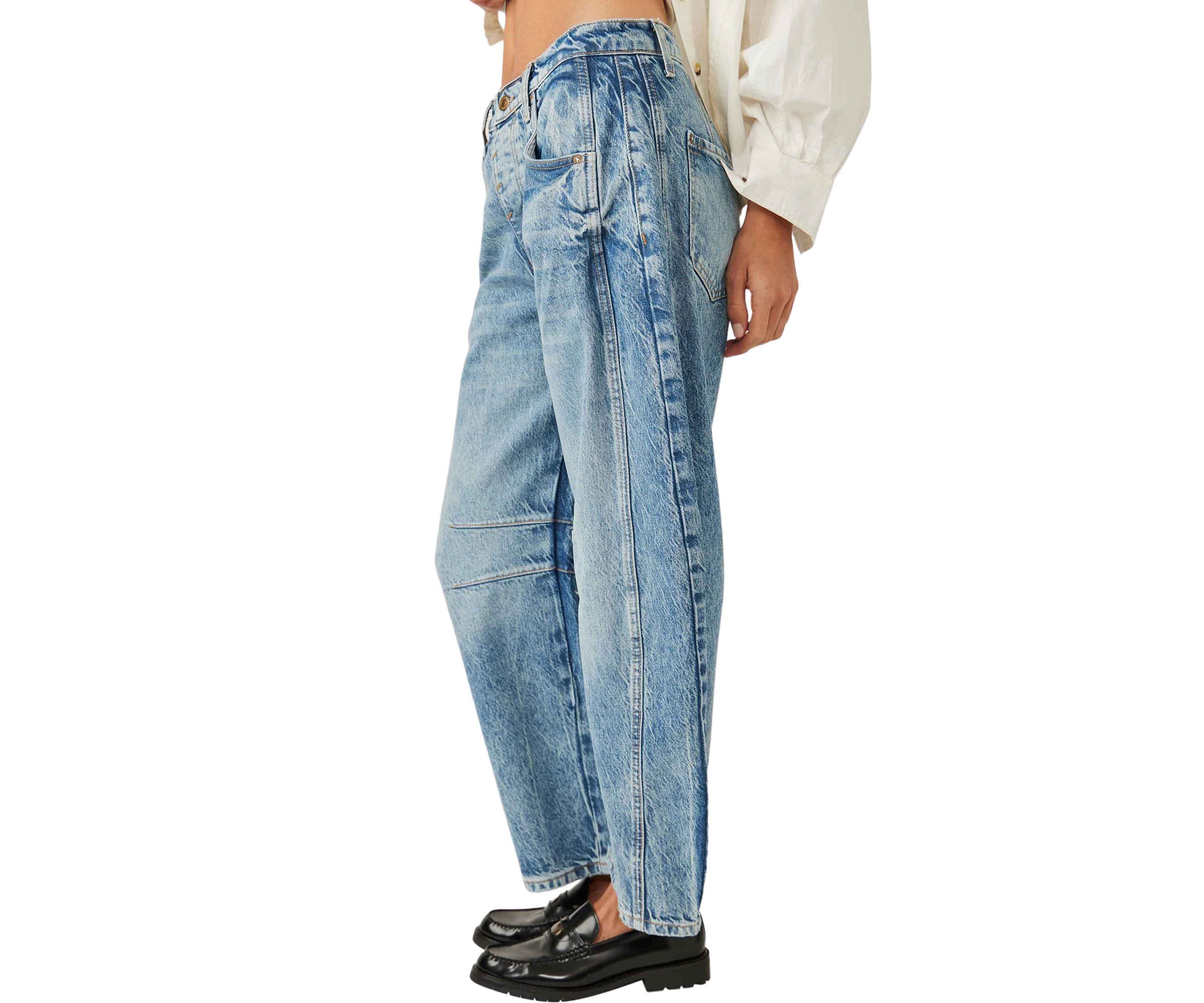 We The Free Good Luck Mid-Rise Barrel Jeans  