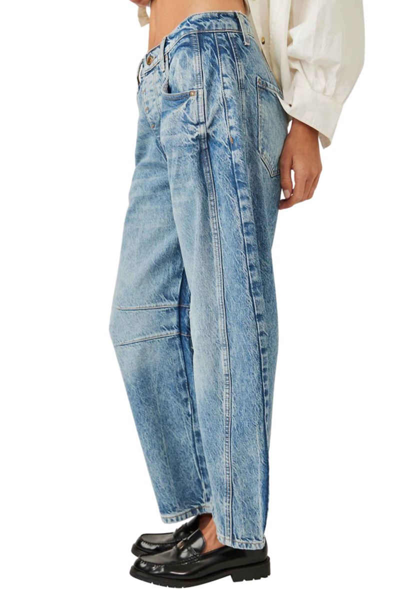 We The Free Good Luck Mid-Rise Barrel Jeans  
