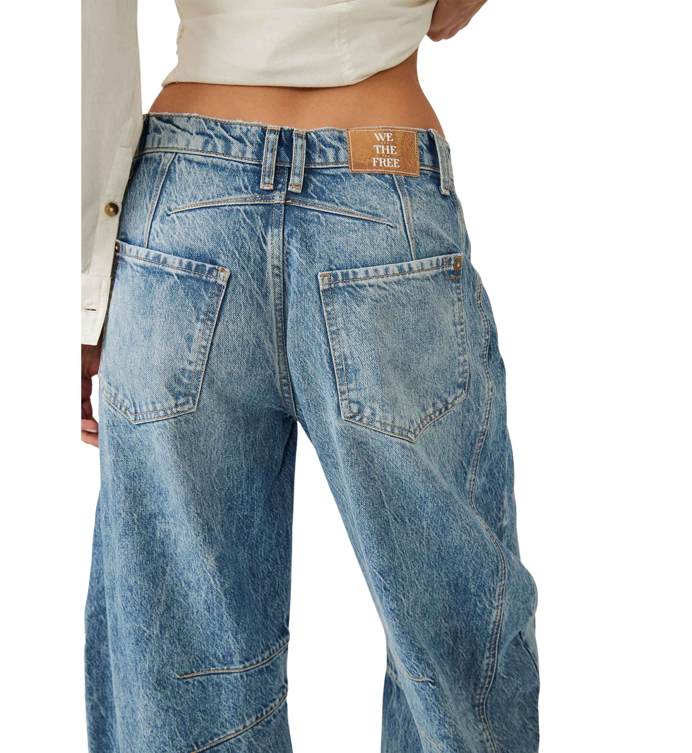 We The Free Good Luck Mid-Rise Barrel Jeans  