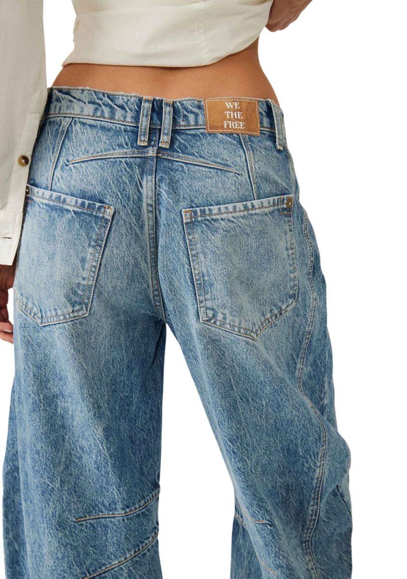 We The Free Good Luck Mid-Rise Barrel Jeans  