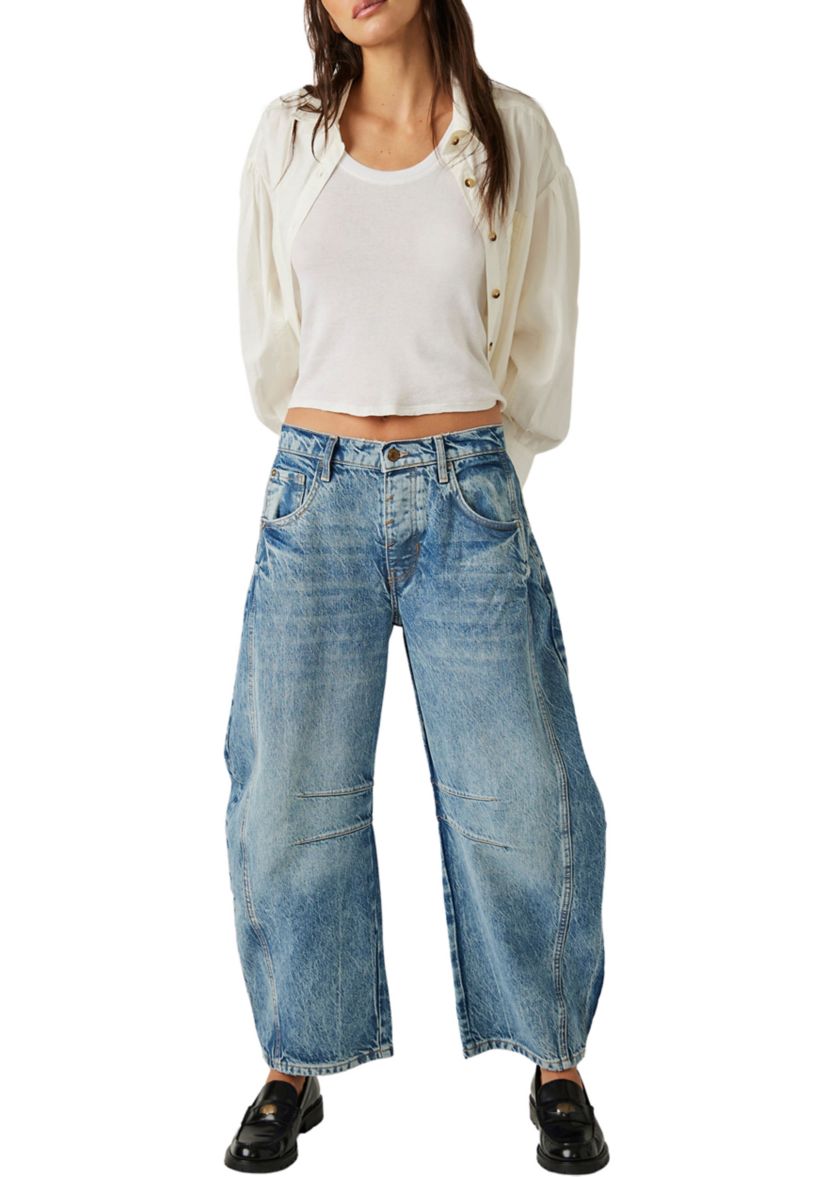 We The Free Good Luck Mid-Rise Barrel Jeans  
