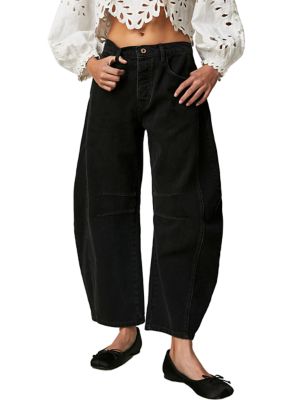 Free People Women's We The Free Good Luck Mid-Rise Barrel Jeans, 27