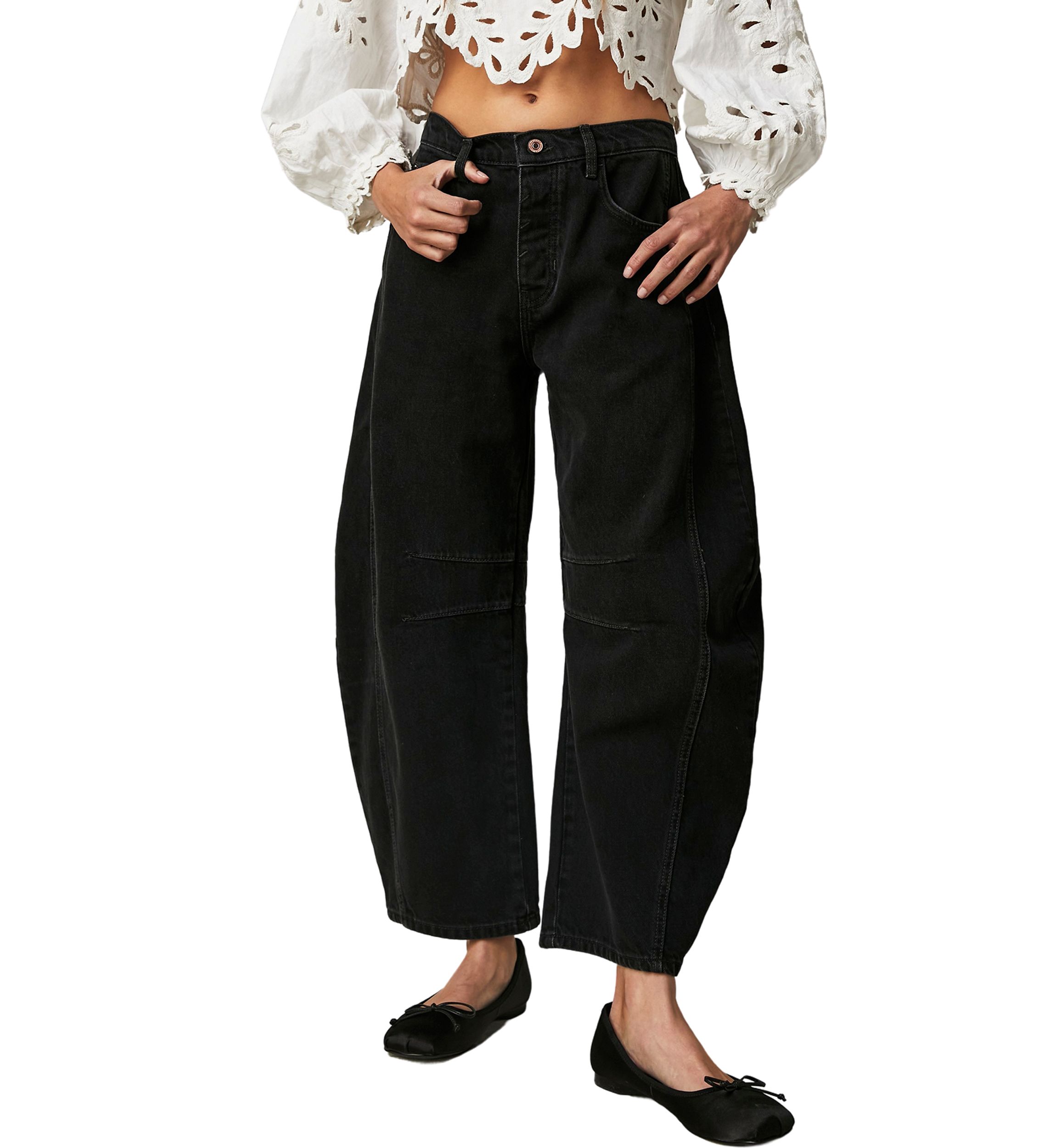 We The Free Good Luck Mid-Rise Barrel Jeans  