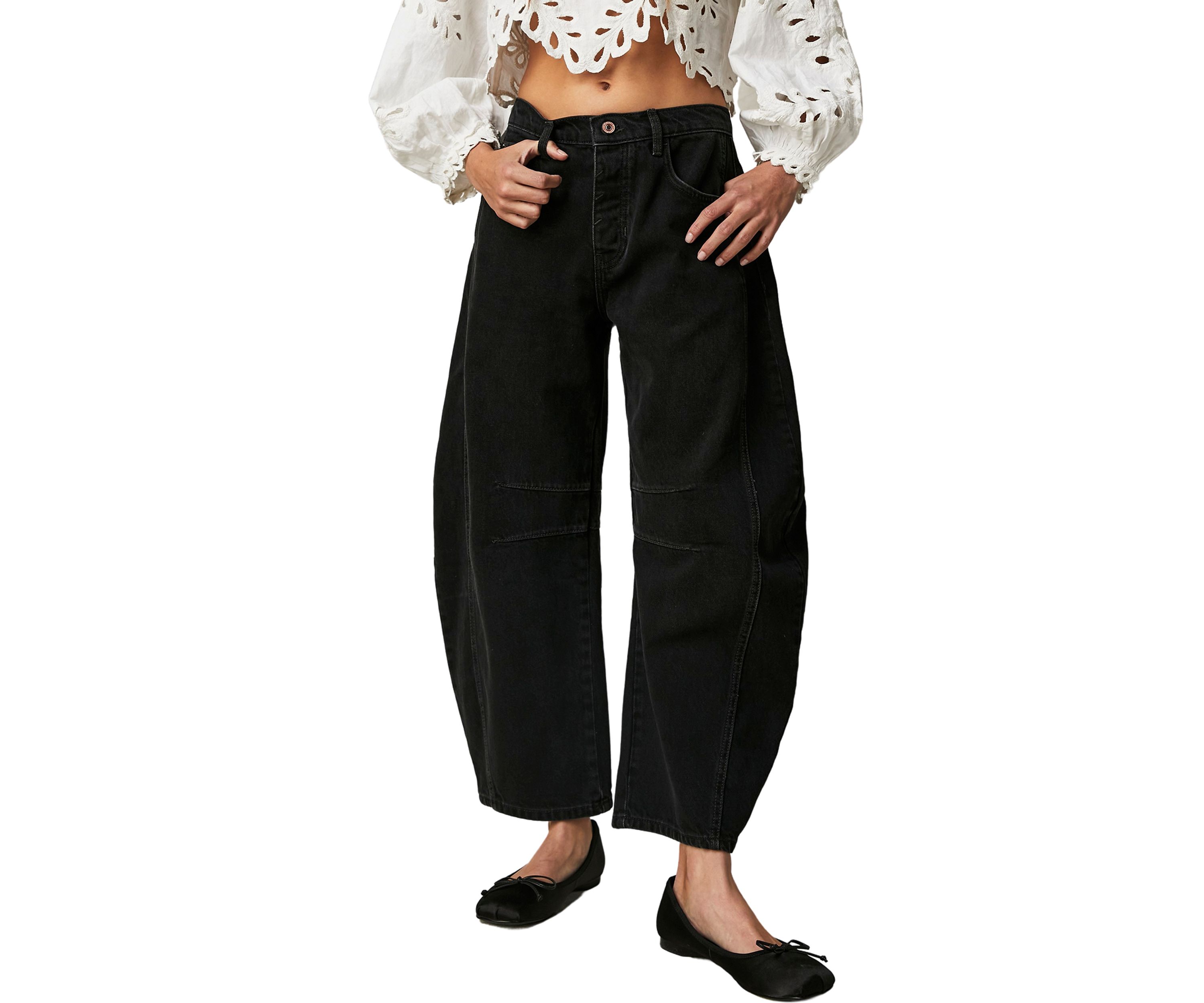 We The Free Good Luck Mid-Rise Barrel Jeans  