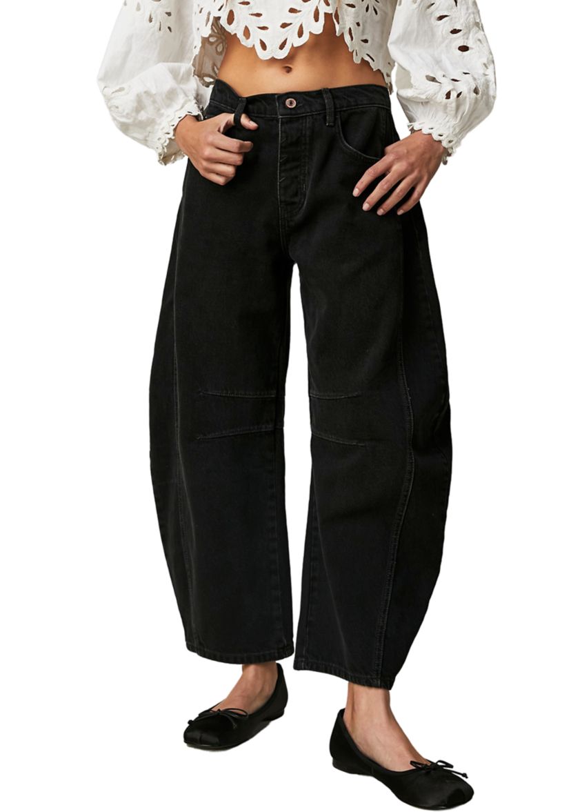 We The Free Good Luck Mid-Rise Barrel Jeans  
