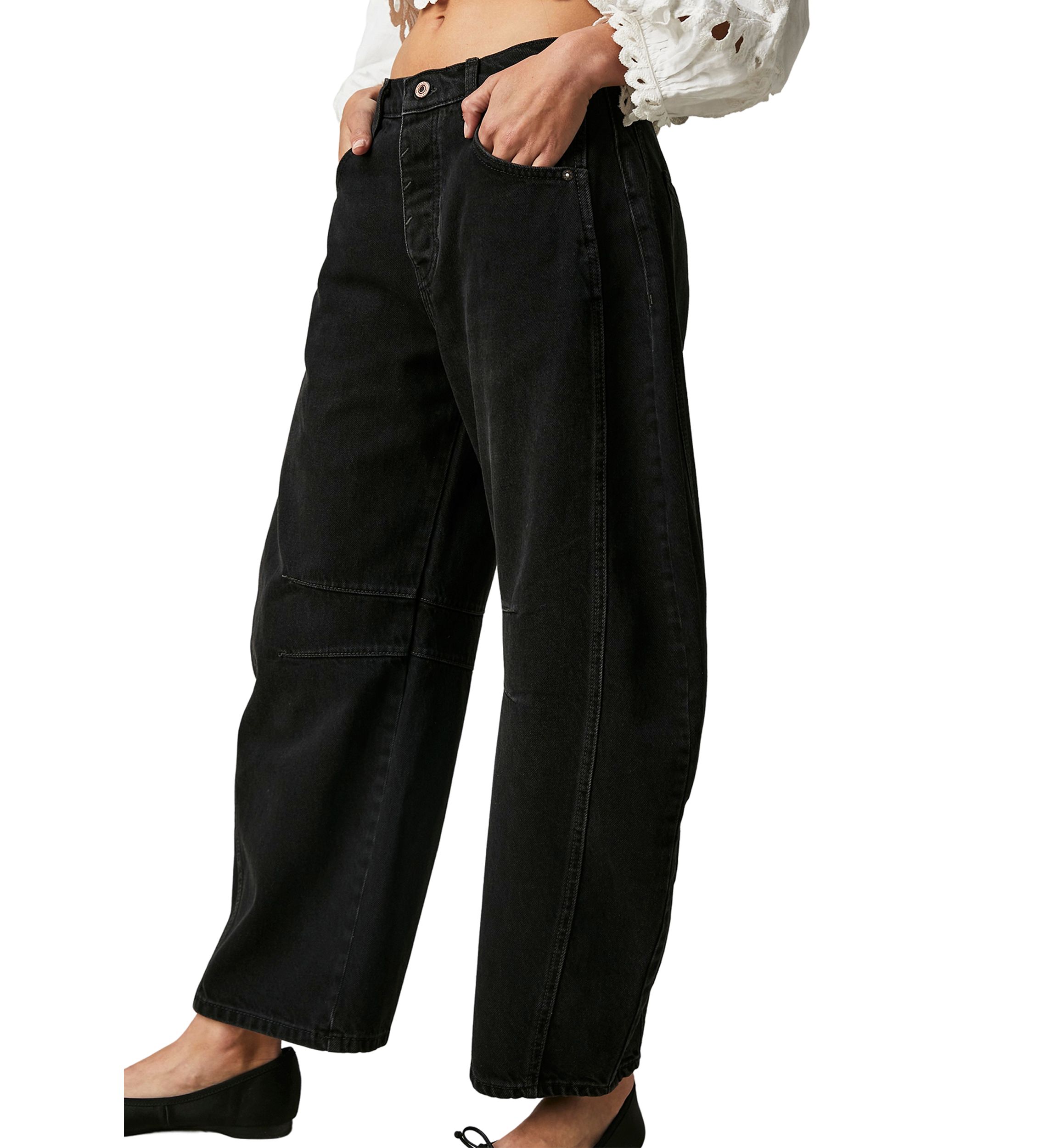 We The Free Good Luck Mid-Rise Barrel Jeans  