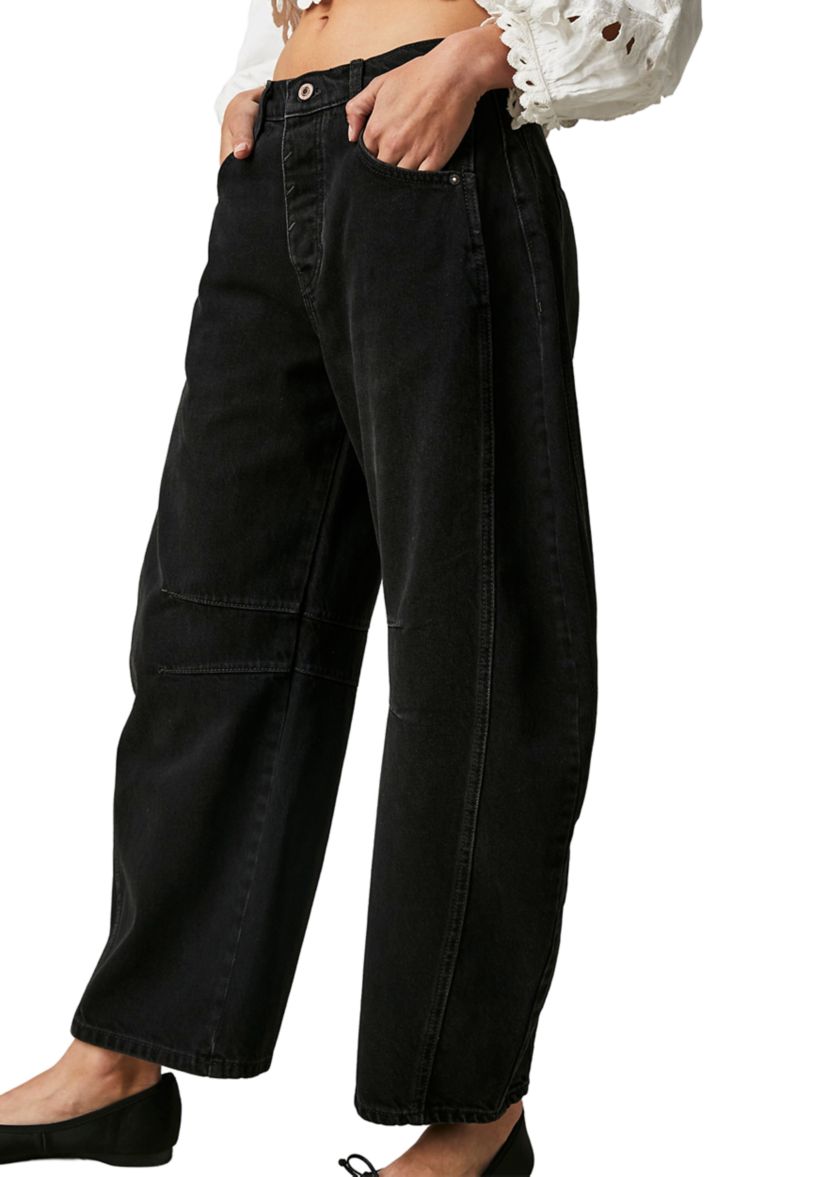 We The Free Good Luck Mid-Rise Barrel Jeans  
